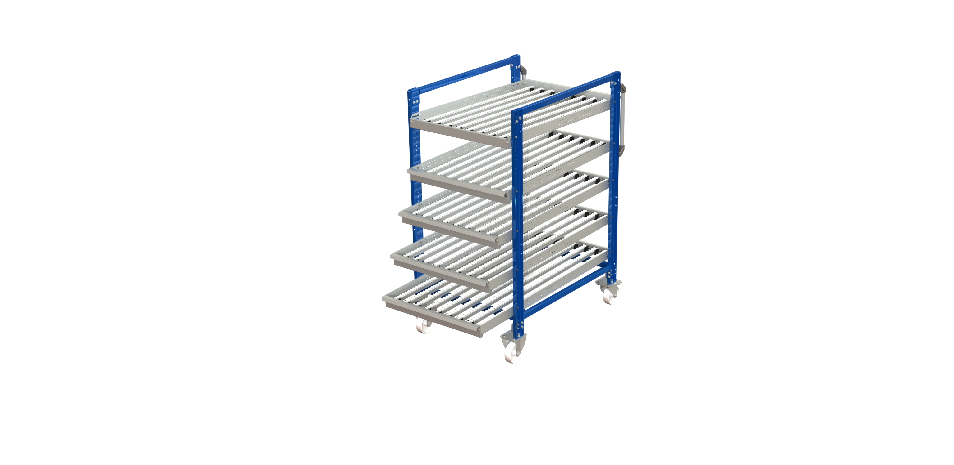 Blue Flow racks with mobile