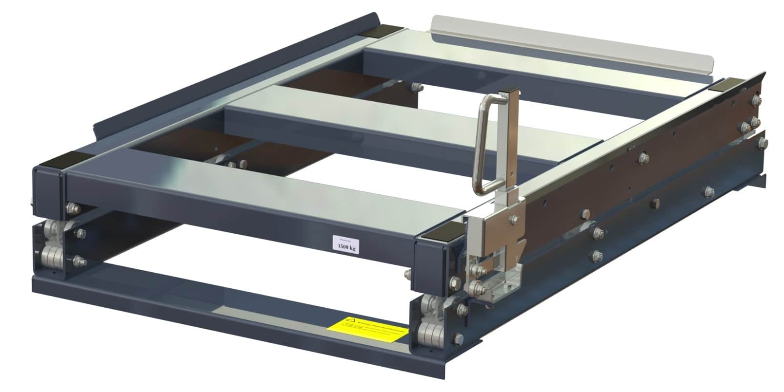 11 1501 011 23 closed grey Utdragsenhet för eur-pall med 70% utdragskapacitet, 1500 kg lastkapacitet, b=830 d=1200