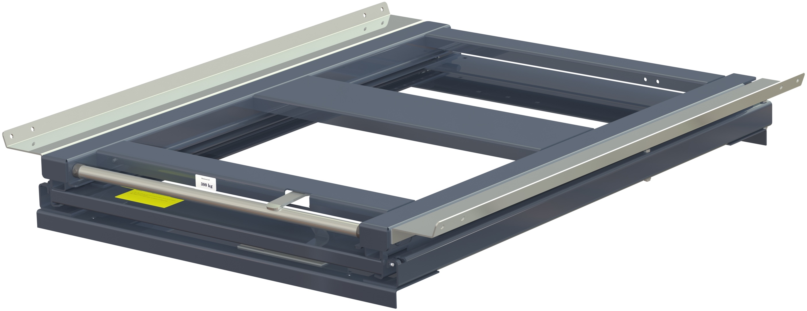 Pull-out unit for pallet rack with 100% extension ,300 kg load capacity, rear-loaded, short-side handled fin-pallet - image 2