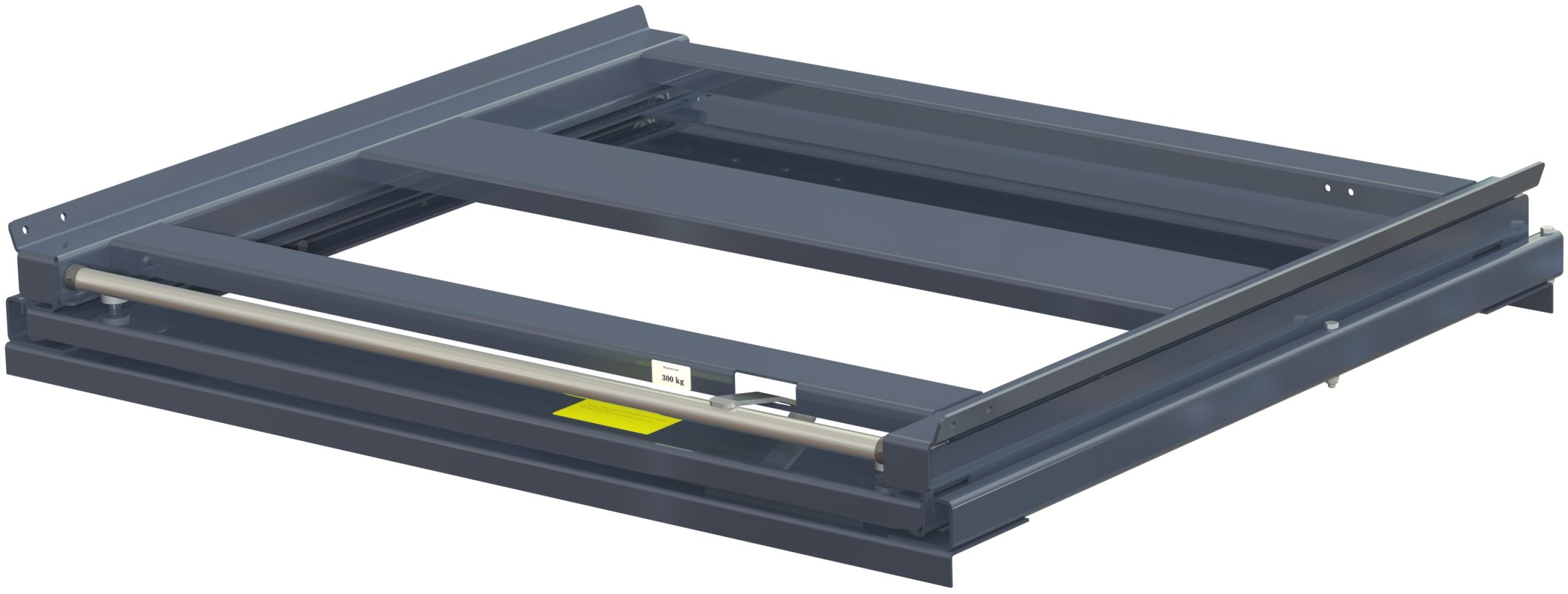 Pull-out unit for pallet rack with 100% extension ,300 kg load capacity, front-loaded, long-side handled fin-pallet - image 2