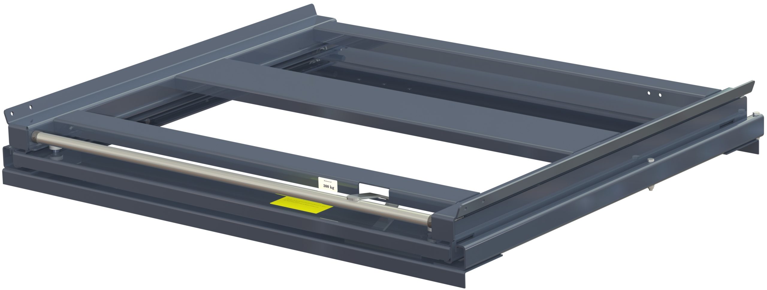 Pull-out unit for pallet rack with 100% extension ,300 kg load capacity, rear-loaded, short-side handled fin-pallet - image 2