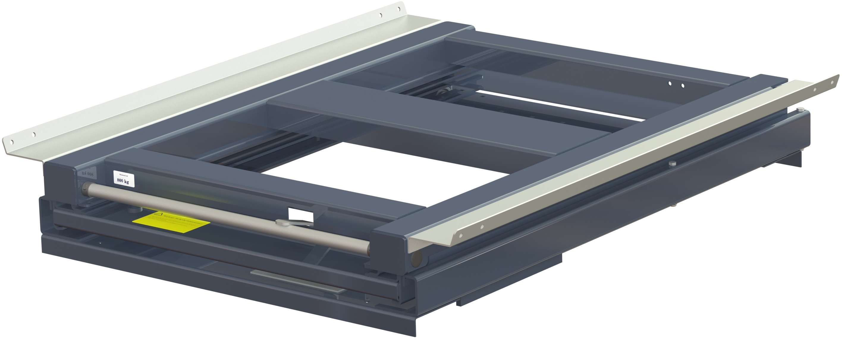 Pull-out unit for pallet rack with 100% extension ,800 kg load capacity, rear-loaded, short-side handled fin-pallet - image 2