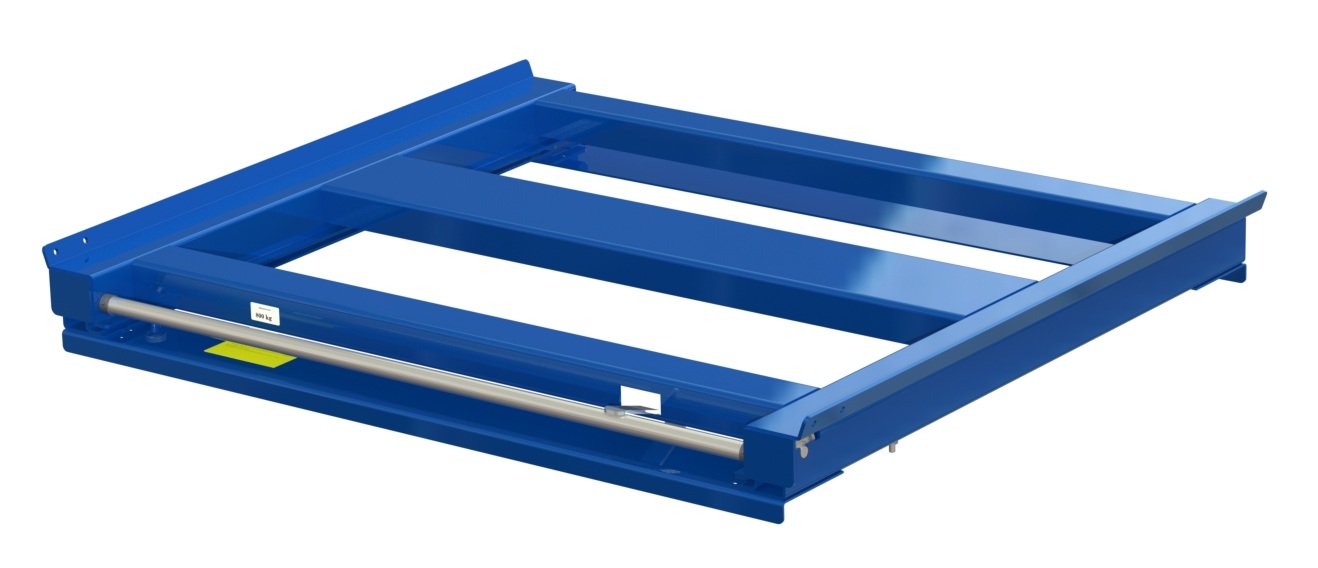 Pull-out unit for pallet rack with 70% extension ,800 kg load capacity, rear-loaded, short-side handled fin-pallet - image 2