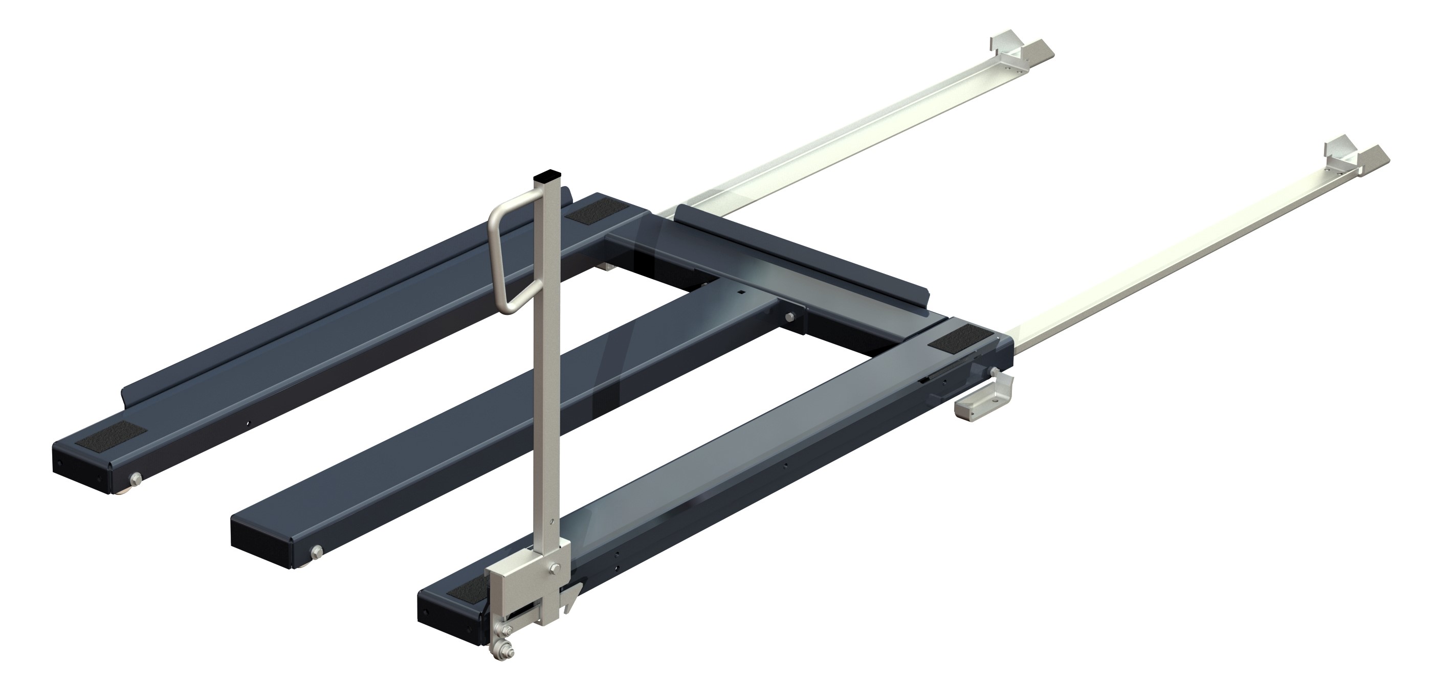 Golvmonterad utdragsenhet 1500 kg lastkapacitet, frontlastad, kortsideshanterad eur