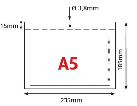 Plastficka a5 plan, 235x170+15 hål för upphängning, 100-pack - image 3