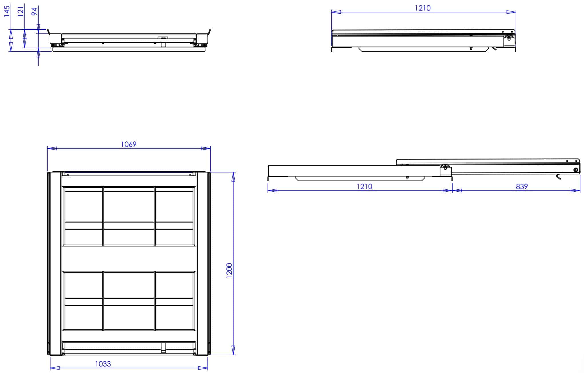 Pull-out unit for pallet rack with 70% extension ,1200 kg load capacity, rear-loaded, short-side handled fin-pallet - image 2