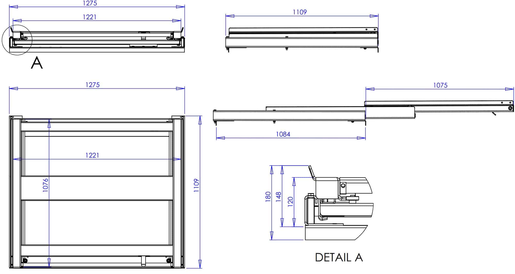 Balkmonterad utdragsenhet med 100% utdragskapacitet, 600 kg lastkapacitet, frontlastad, långsideshanterad fin-l - image 2