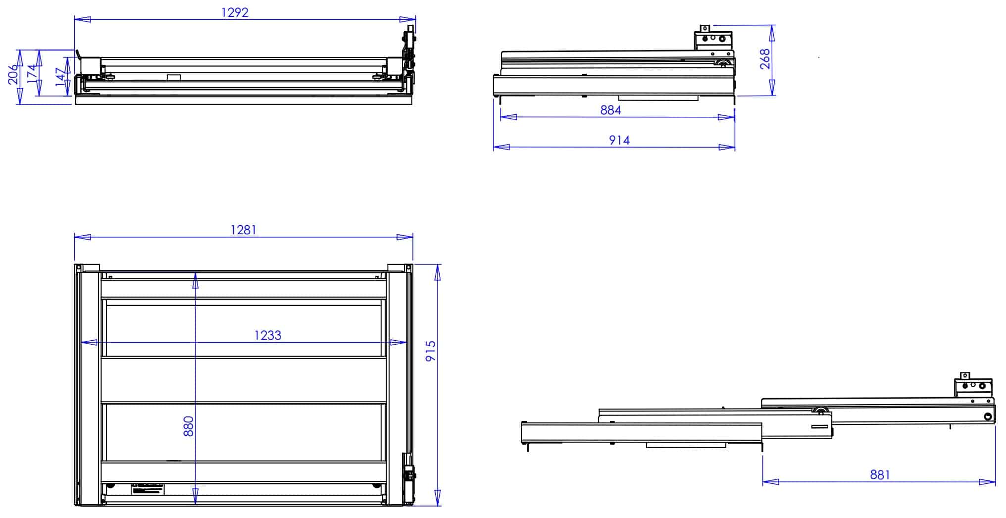 Balkmonterad utdragsenhet med 100% utdragskapacitet, 800 kg lastkapacitet, baklastad, långsideshanterad eur-l - image 2
