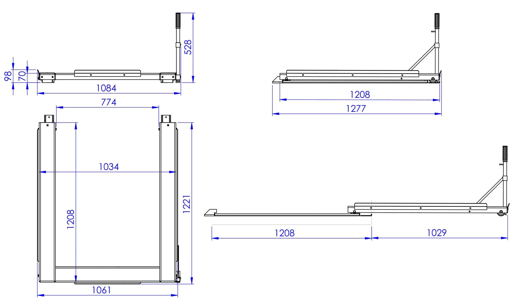 Floor mounted pull-out unit ,1200 kg, rear-loaded, short-side handled fin-pallet - image 2