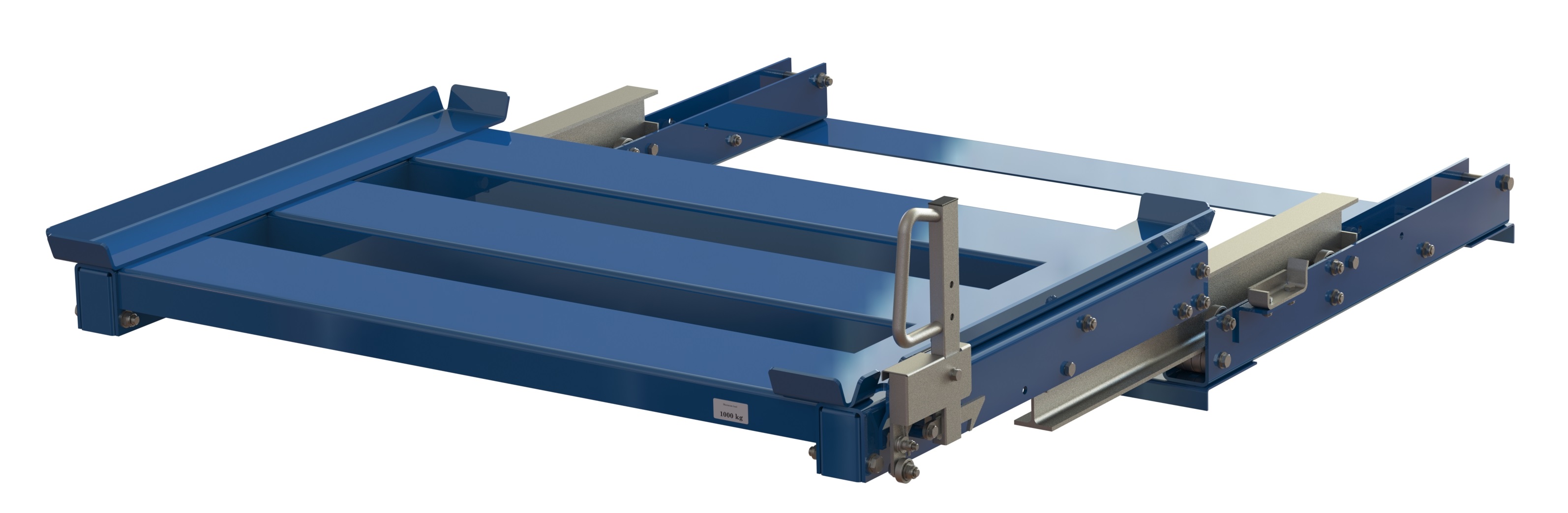 P1 11 1012 1 23 open 1 Balkmonterad utdragsenhet 100%, 1000 kg, baklastad långsideshanterad för nätcontainer