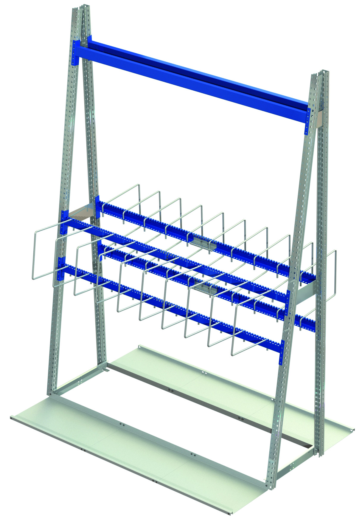 Loop storage rack, lodur standard, double-sided start section, w=2700, h=4000, incl. 20 dividers Loop storage rack, lodur standard, double-sided start section, w=2700, h=4000, incl. 20 dividers
