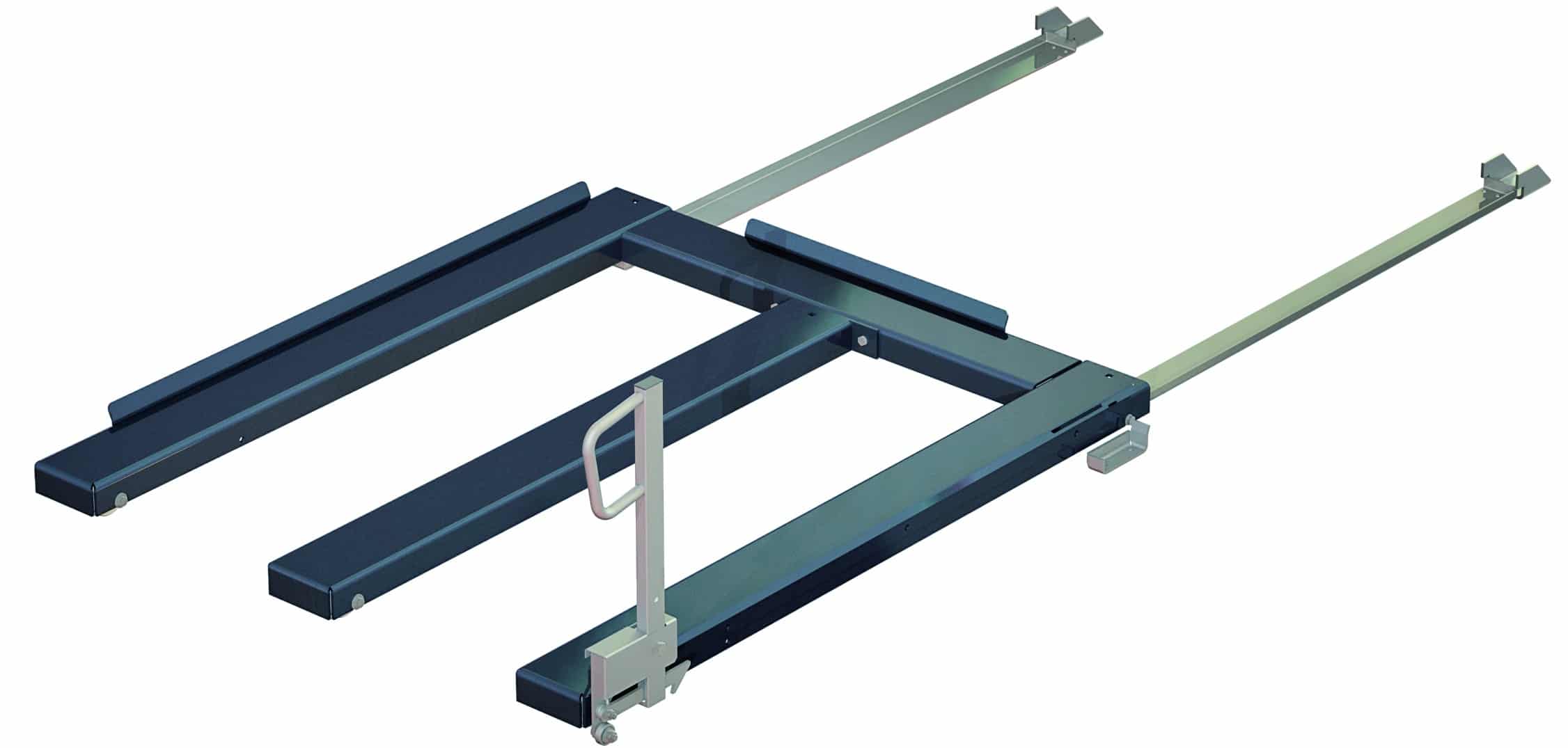 Floor-mounted pull-out unit, 1500 kg, 85% extension, front-loaded, short-side handled, for fin or chep pallet - image 2 Floor-mounted pull-out unit, 1500 kg, 85% extension, front-loaded, short-side handled, for fin or chep pallet - image 2
