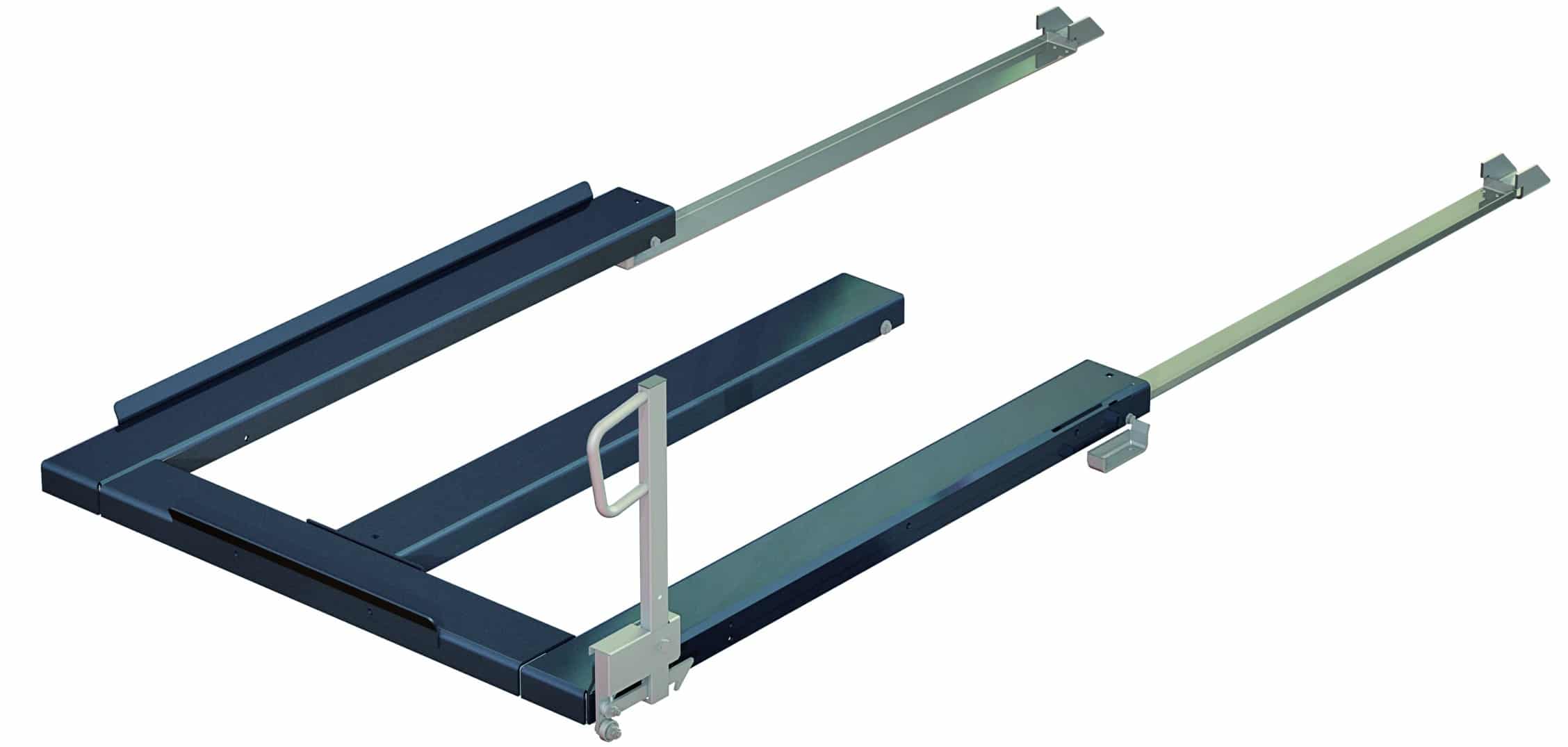 Floor-mounted pull-out unit, 1500 kg, 85% extension, rear-loaded, short-side handled, for fin or chep pallet - image 2 Floor-mounted pull-out unit, 1500 kg, 85% extension, rear-loaded, short-side handled, for fin or chep pallet - image 2
