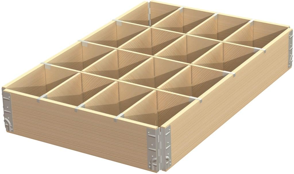 Shelf frame of wood & dividers gives 16 compartments - Smart Storing