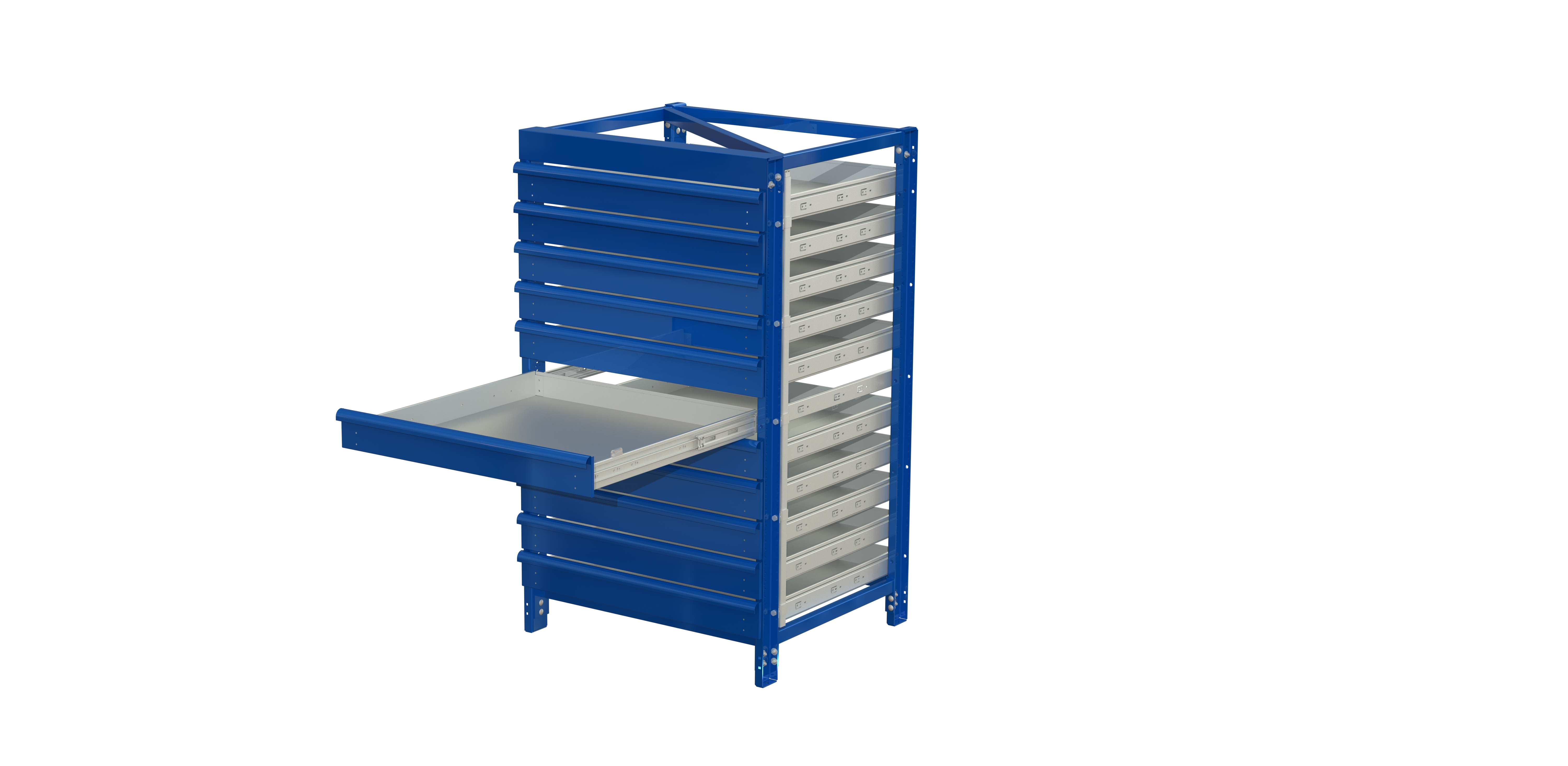 Industribyrå light, kortsideshanterad, 100% utdrag, 75 kg, 11 hyllor