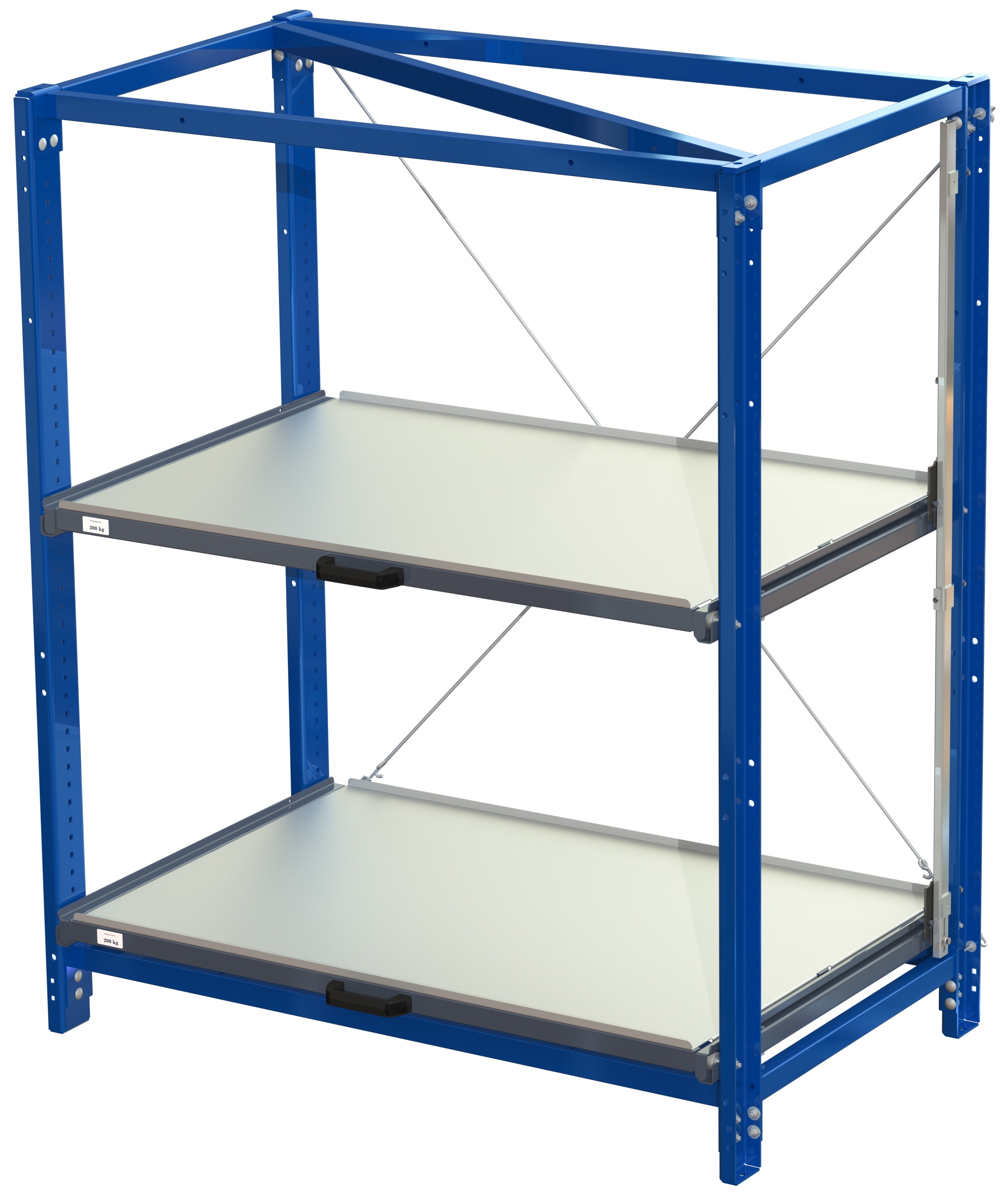Compact storage unit with shelf lock, long-side forward, 70% extension, 200 kg load capacity, 2 shelves - image 2 Compact storage unit with shelf lock, long-side forward, 70% extension, 200 kg load capacity, 2 shelves - image 2