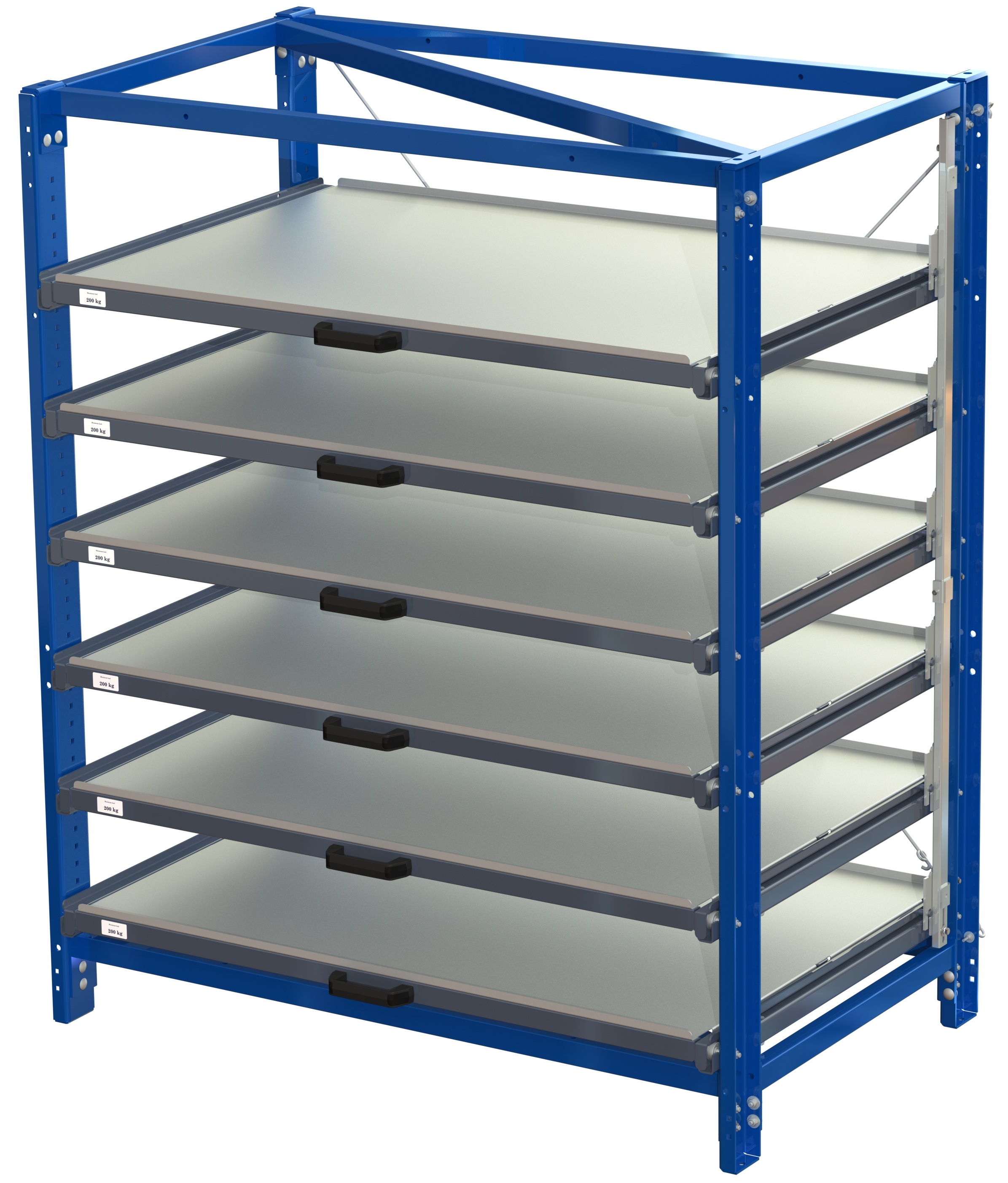Compact storage unit with shelf lock, long-side forward, 70% extension, 200 kg load capacity, 6 shelves - image 2 Compact storage unit with shelf lock, long-side forward, 70% extension, 200 kg load capacity, 6 shelves - image 2