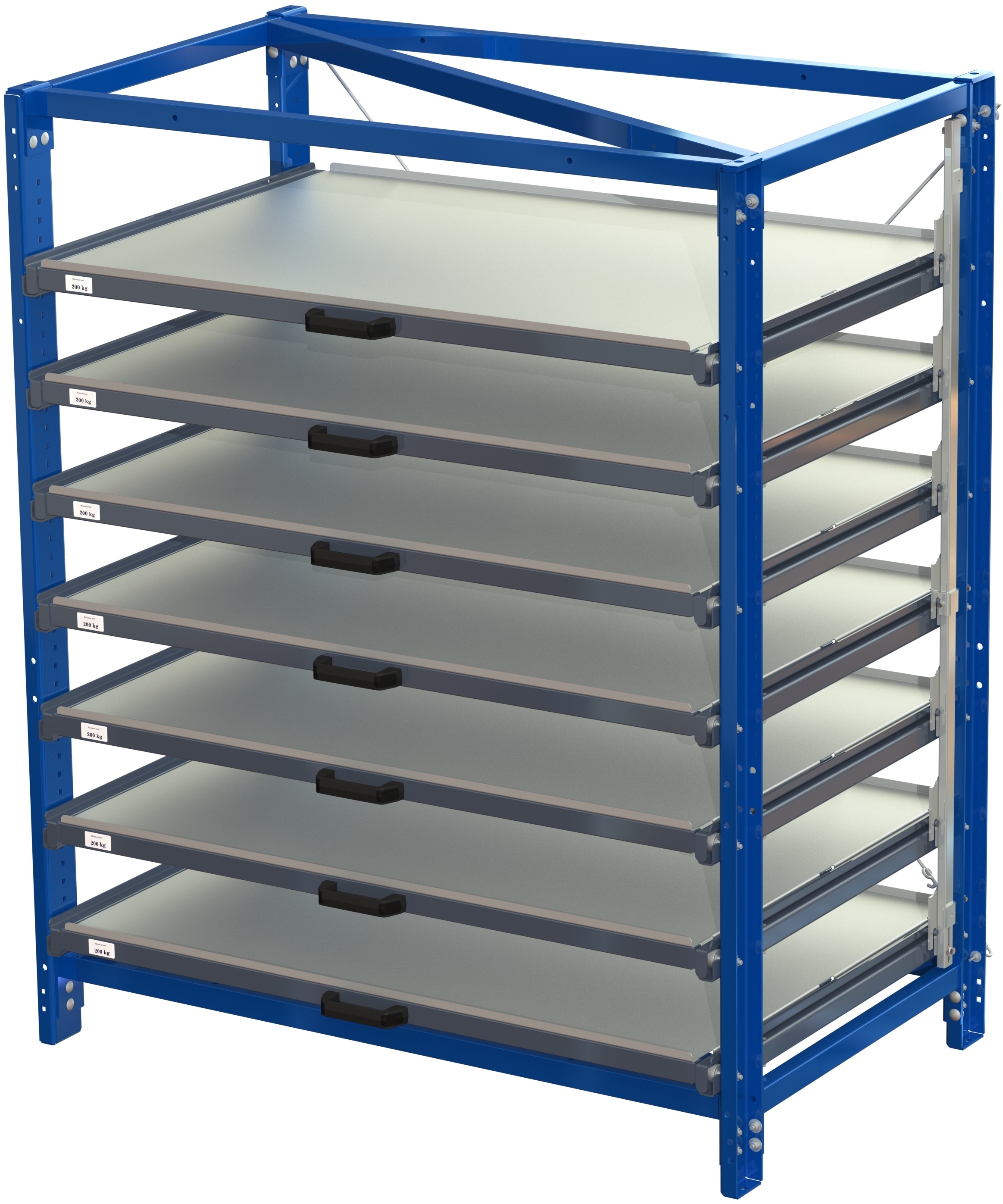 Compact storage unit with shelf lock, long-side forward, 70% extension, 200 kg load capacity, 7 shelves - image 2 Compact storage unit with shelf lock, long-side forward, 70% extension, 200 kg load capacity, 7 shelves - image 2
