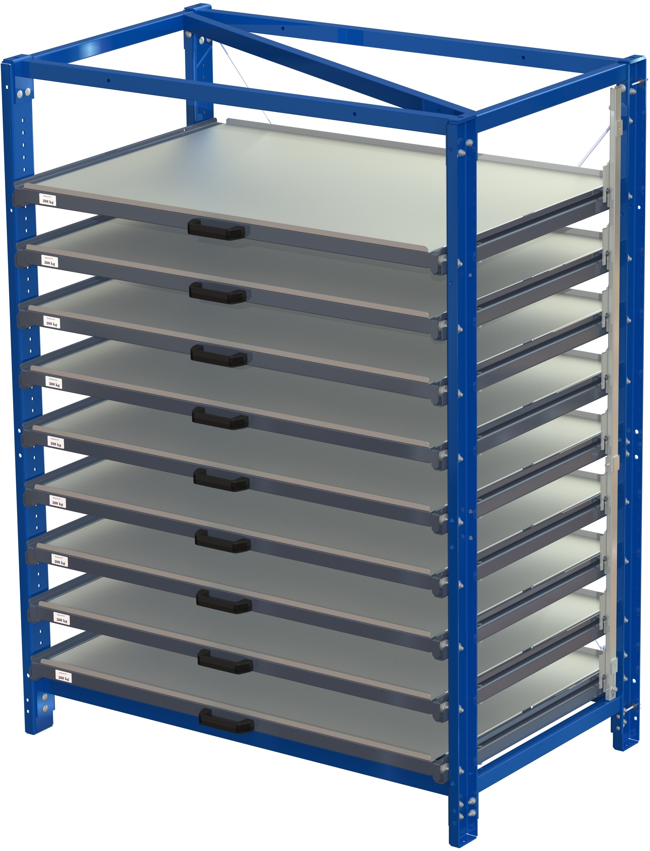 22 219 1h Compact storage unit with shelf lock, long-side forward, 70% extension, 200kg load capacity, 9 shelves - image 2