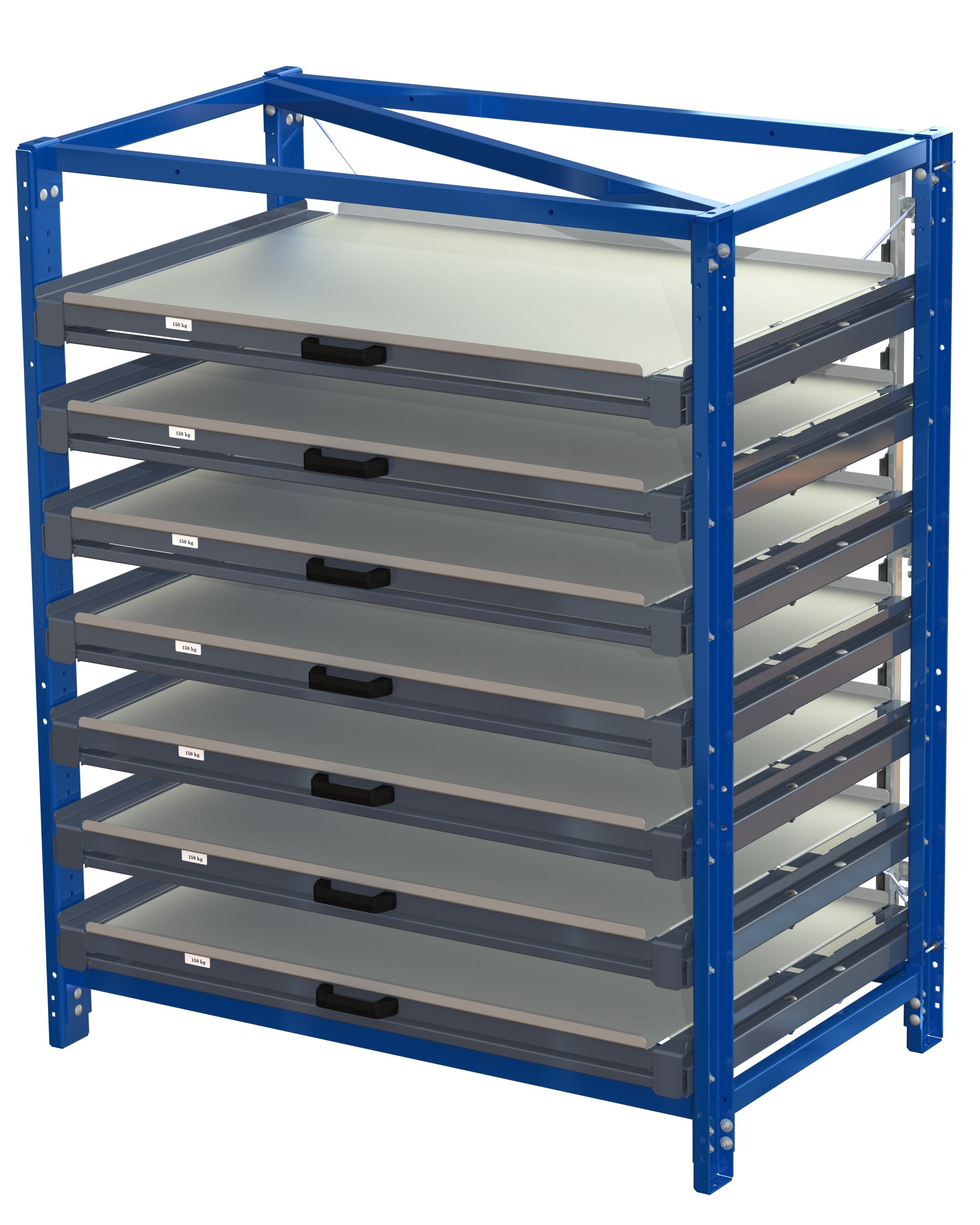 22 227 1 Compact storage unit with shelf lock, long-side forward,100% extension, 150kg load capacity, 7 shelves - image 2