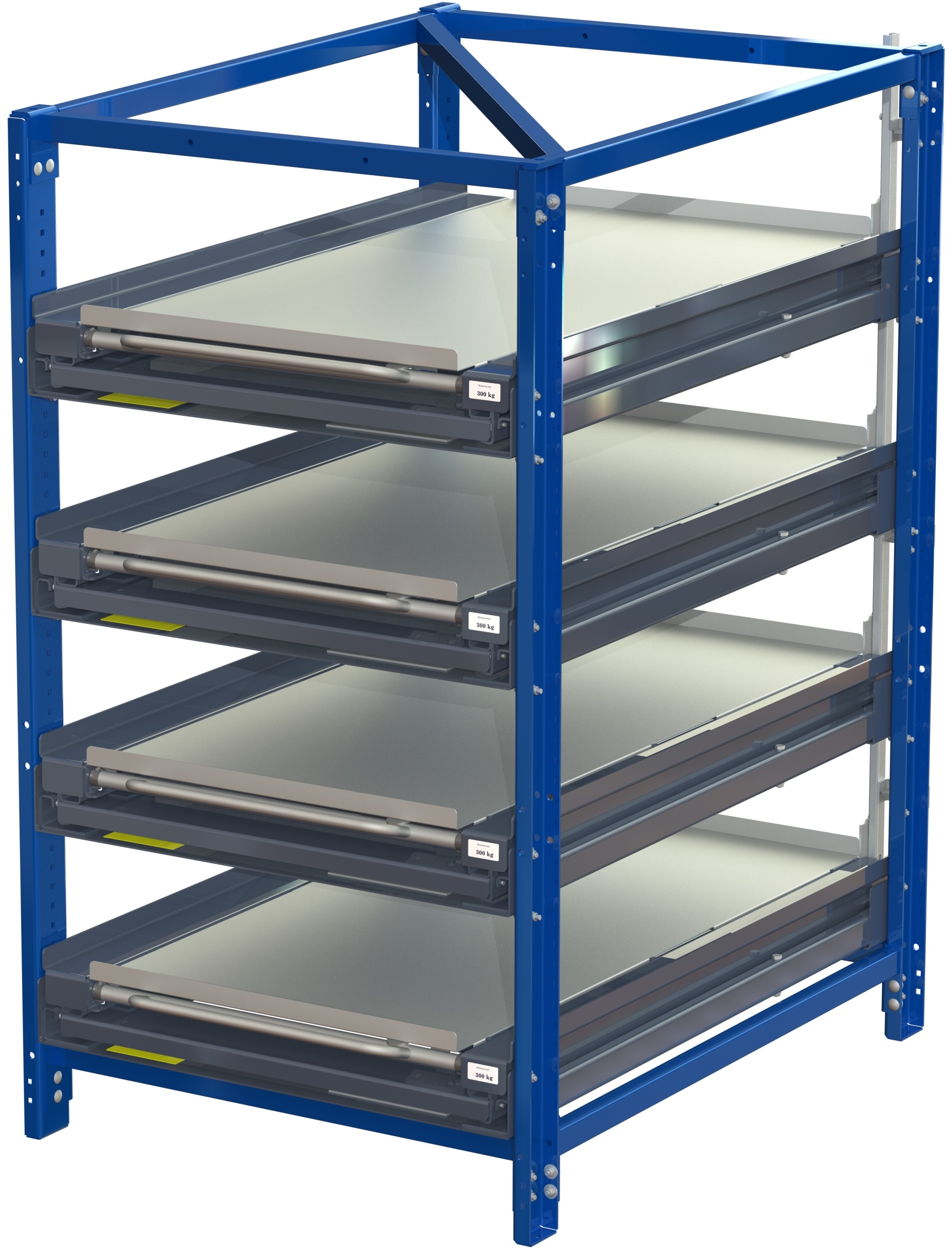 22 1234 1 Compact storage unit with shelf lock, short-side forward, 100% extension, 300kg load capacity, 4 shelves - image 2