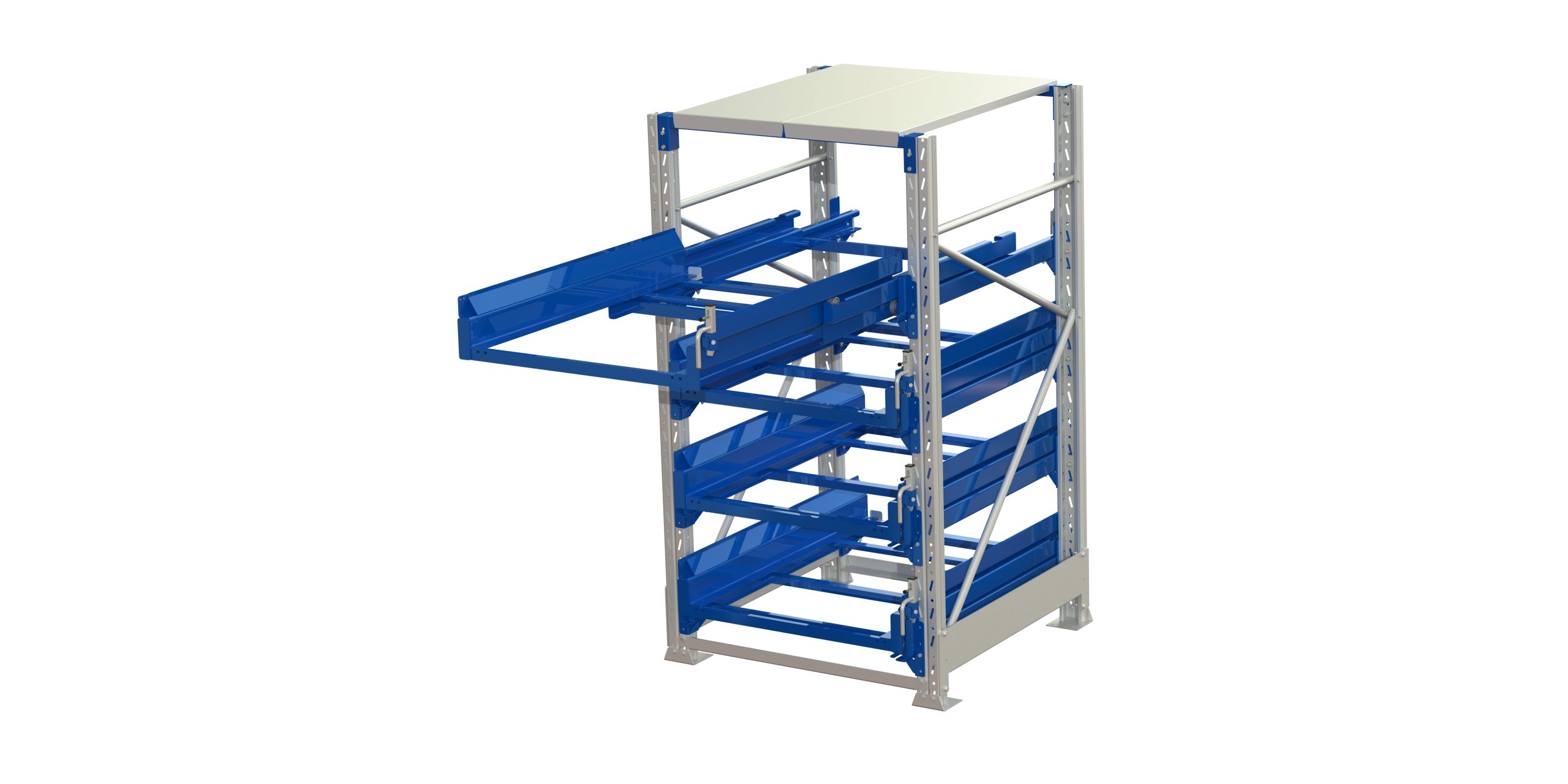 Pallet storage unit, (psu), 600kg 100%, 4 shelves, shelf lock