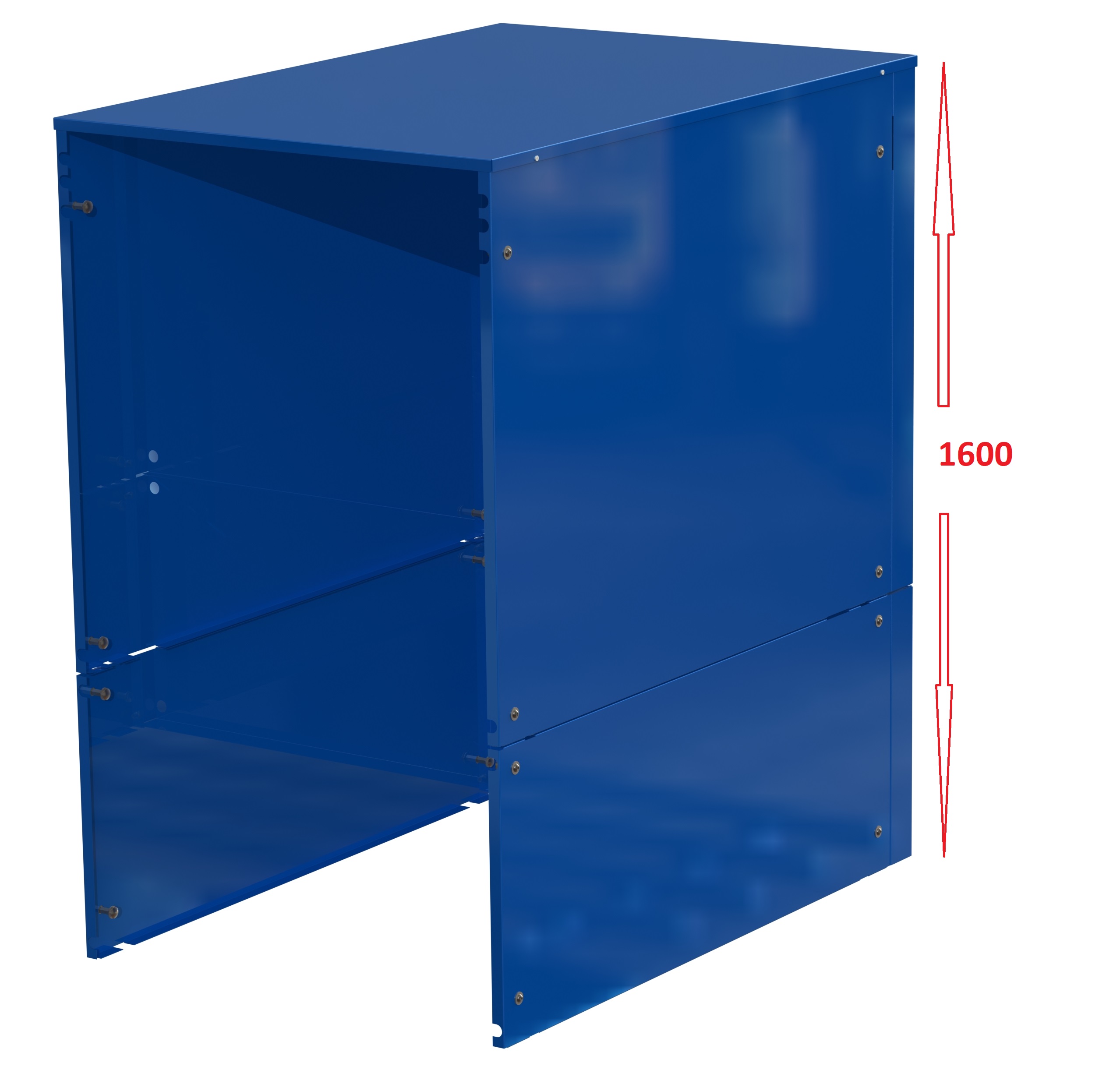 Steel cladding for csu, short-side handled, 100% extension, 1704 mm, powder coated, sides, rear and top