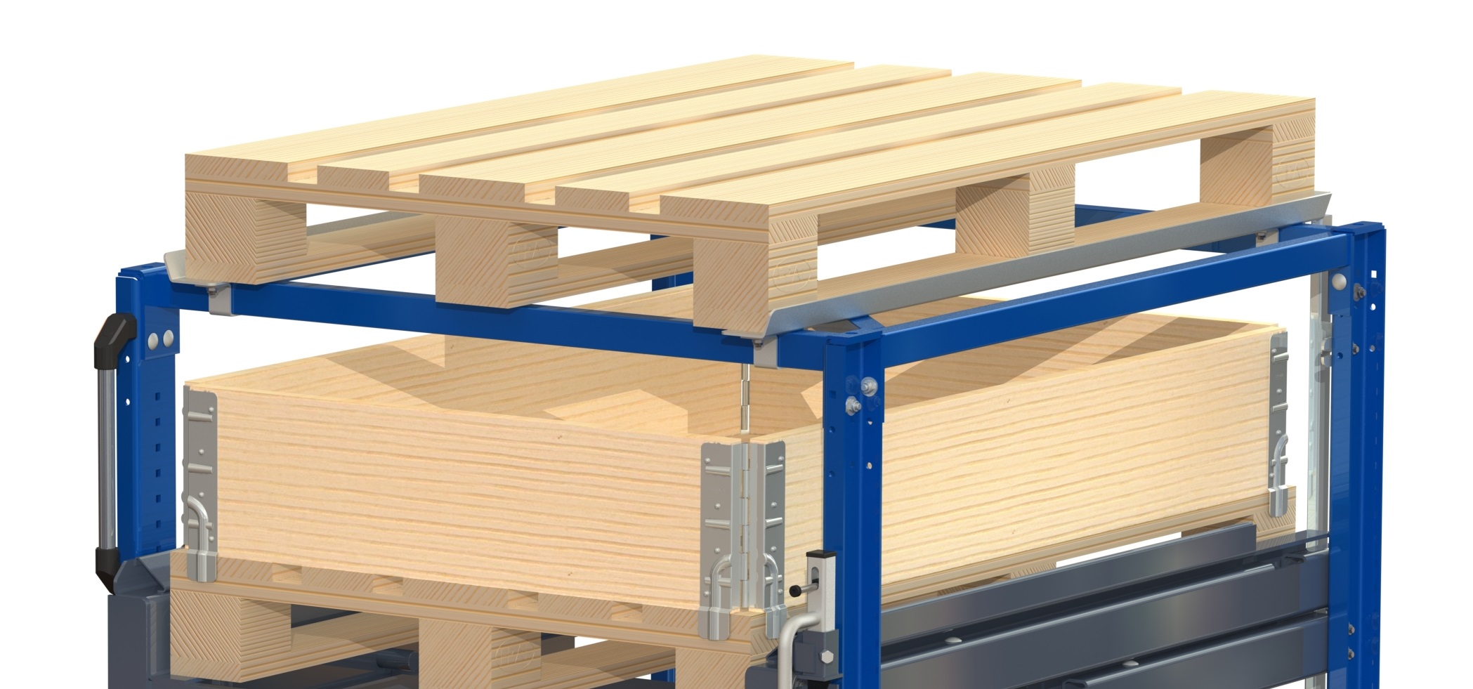 Pallet rail for short-side handled csu