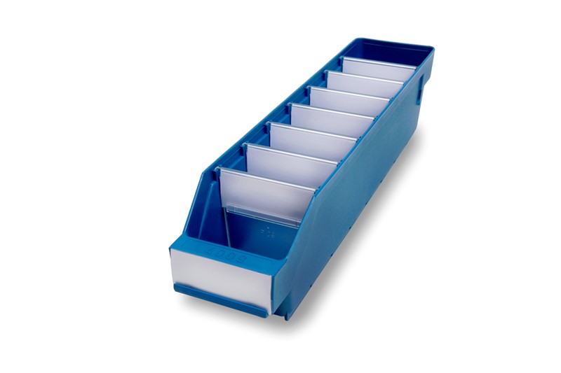 Component bin, 400 x 90 x 95 mm, blue, open front