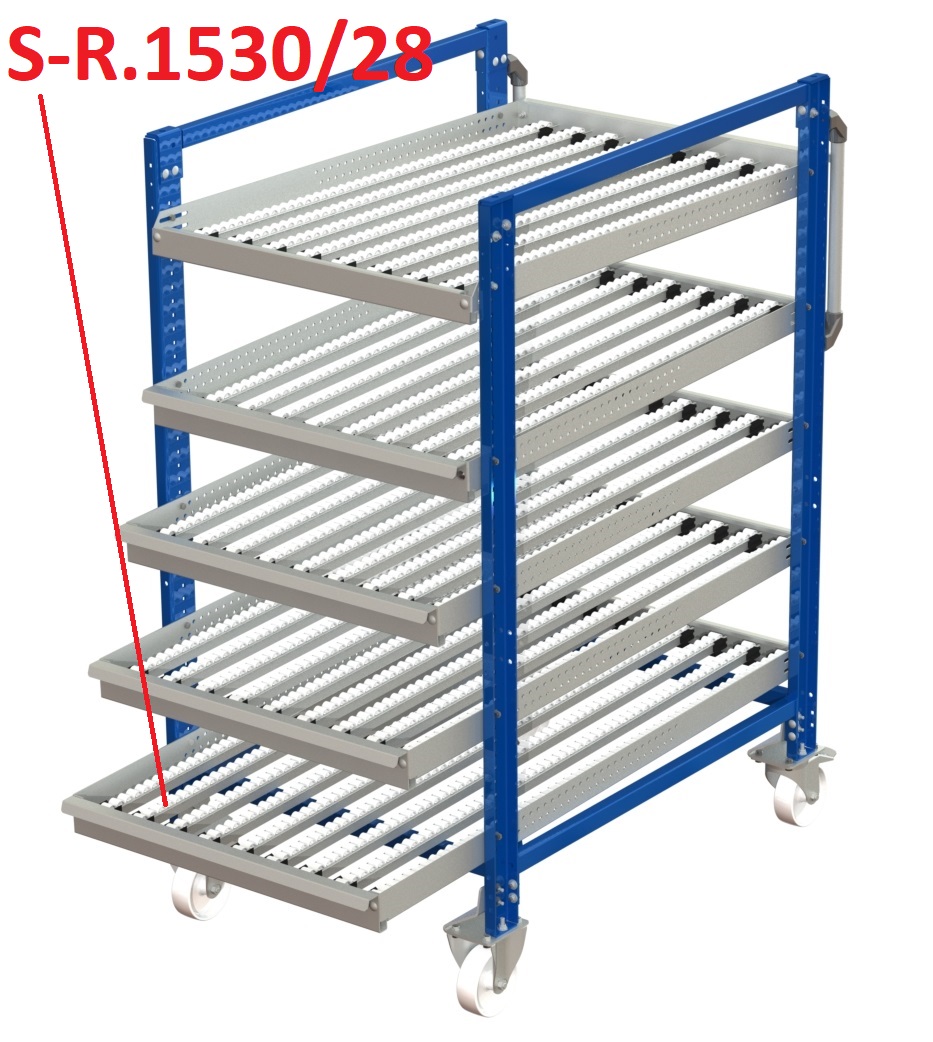 Flowrack rollers, white, plastic, l= 1530