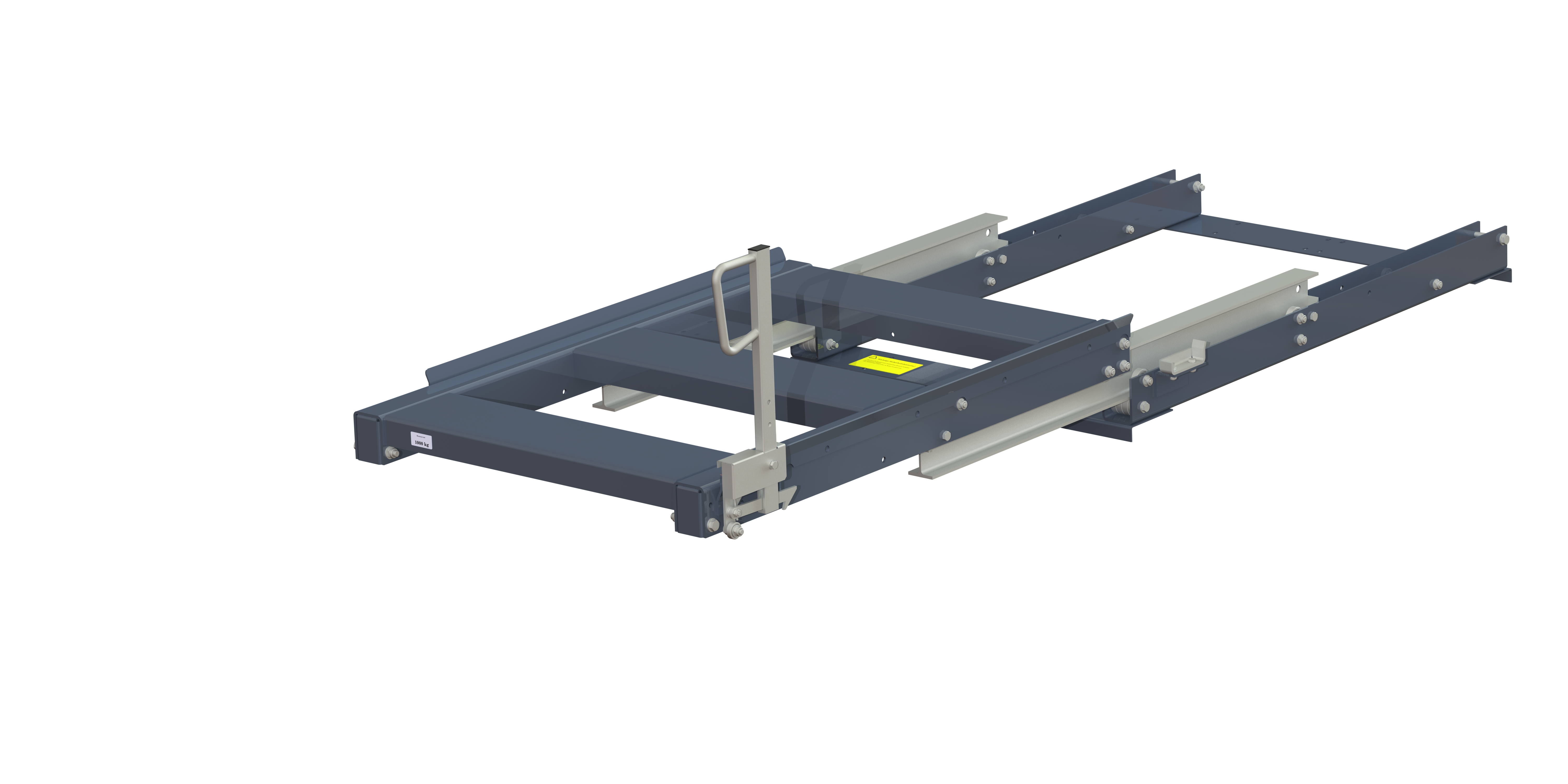 Pull-out unit for pallet rack with 100% extension ,1000 kg load capacity, front-loaded, short-side handled eur-pallet, easy action™ handle. H=500 mm