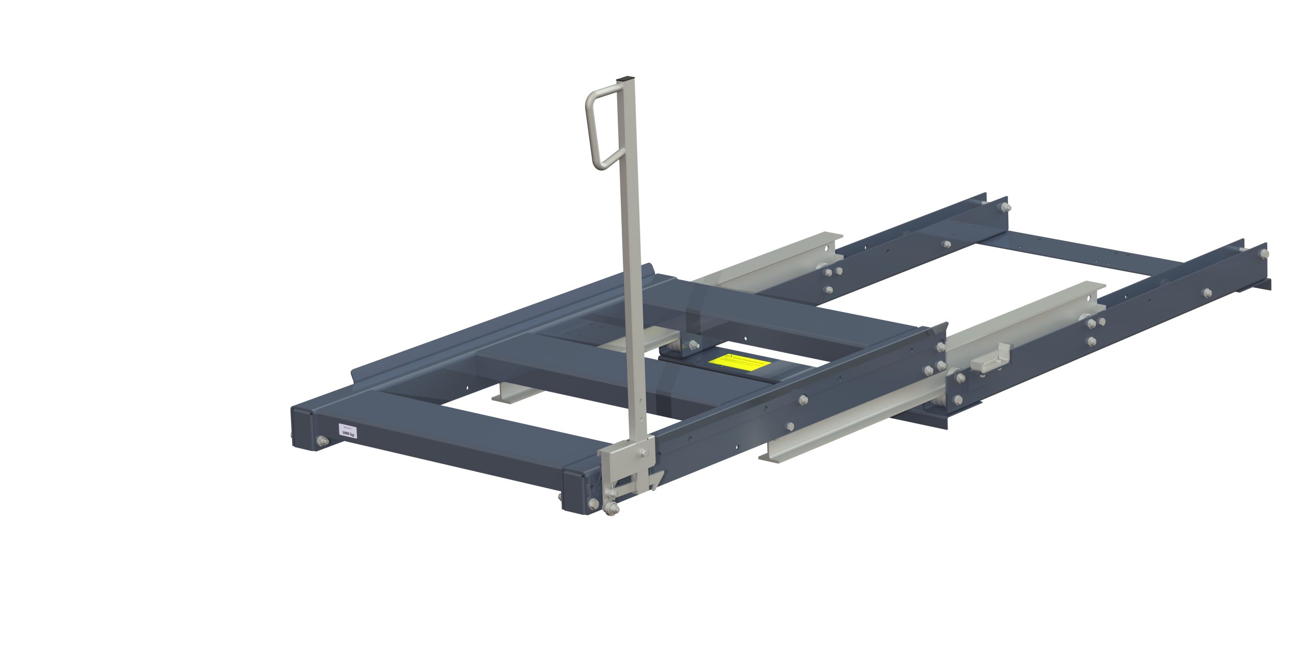 Pull-out unit for pallet rack with 100% extension ,1000 kg load capacity, front-loaded, short-side handled eur-pallet, easy action™ handle. H=900 mm