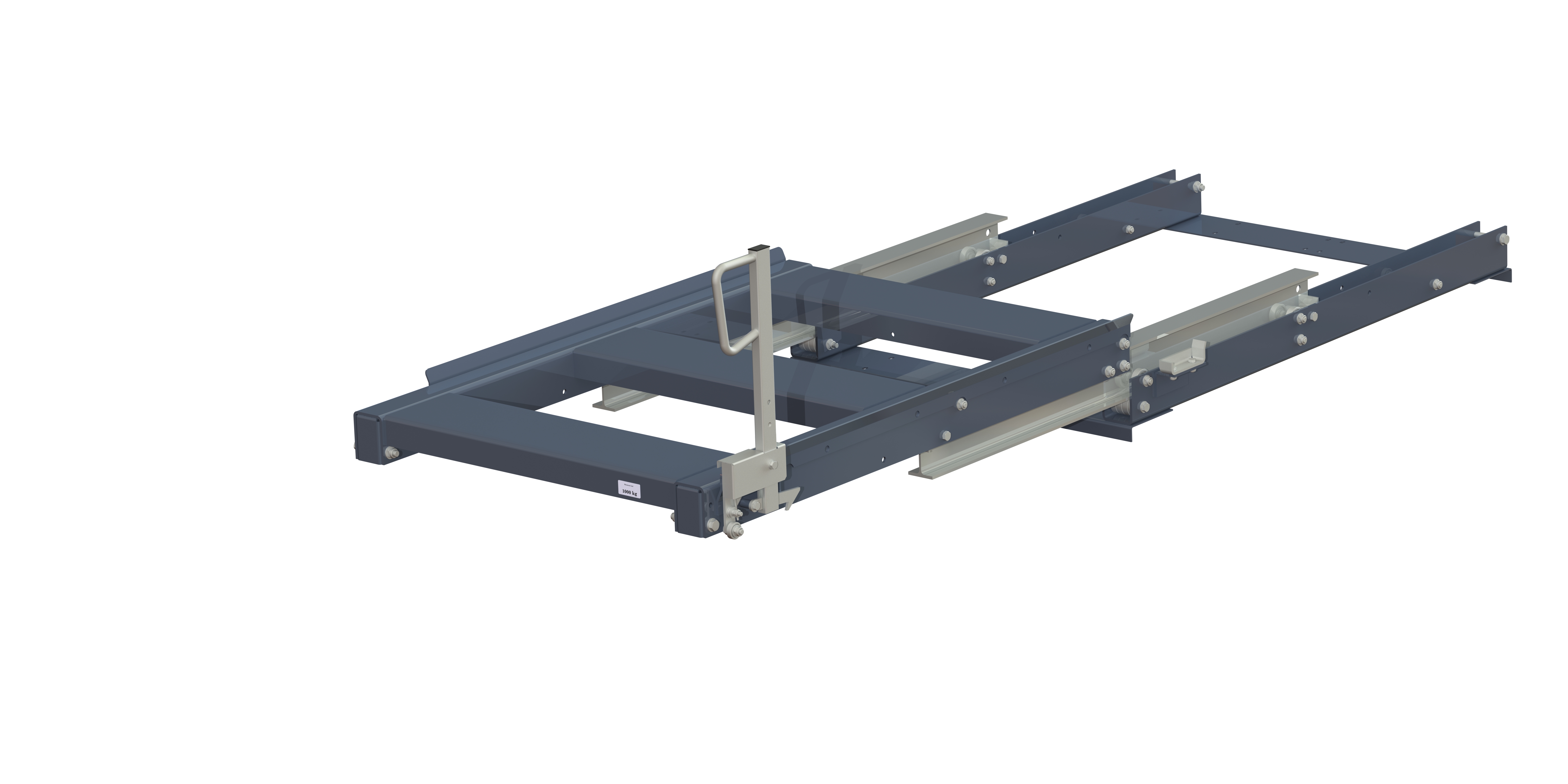 Pull-out unit for pallet rack with 100% extension ,1000 kg load capacity, rear-loaded, short-side handled eur-pallet, easy action™ handle. H=500 mm