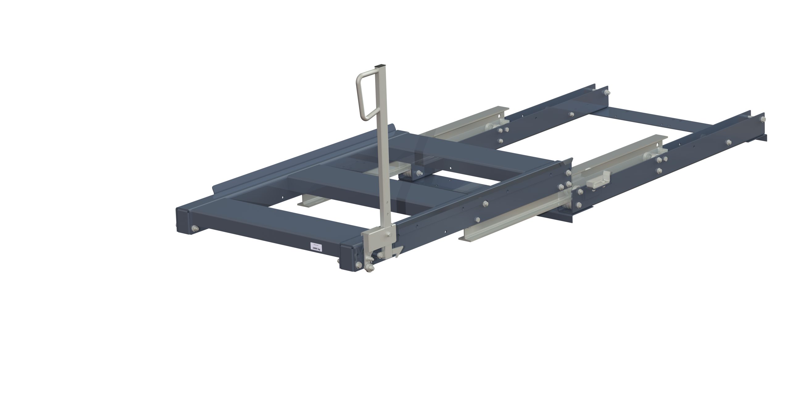 Pull-out unit for pallet rack with 100% extension ,1000 kg load capacity, rear-loaded, short-side handled eur-pallet, easy action™ handle. H=700 mm Pull-out unit for pallet rack with 100% extension ,1000 kg load capacity, rear-loaded, short-side handled eur-pallet, easy action™ handle. H=700 mm