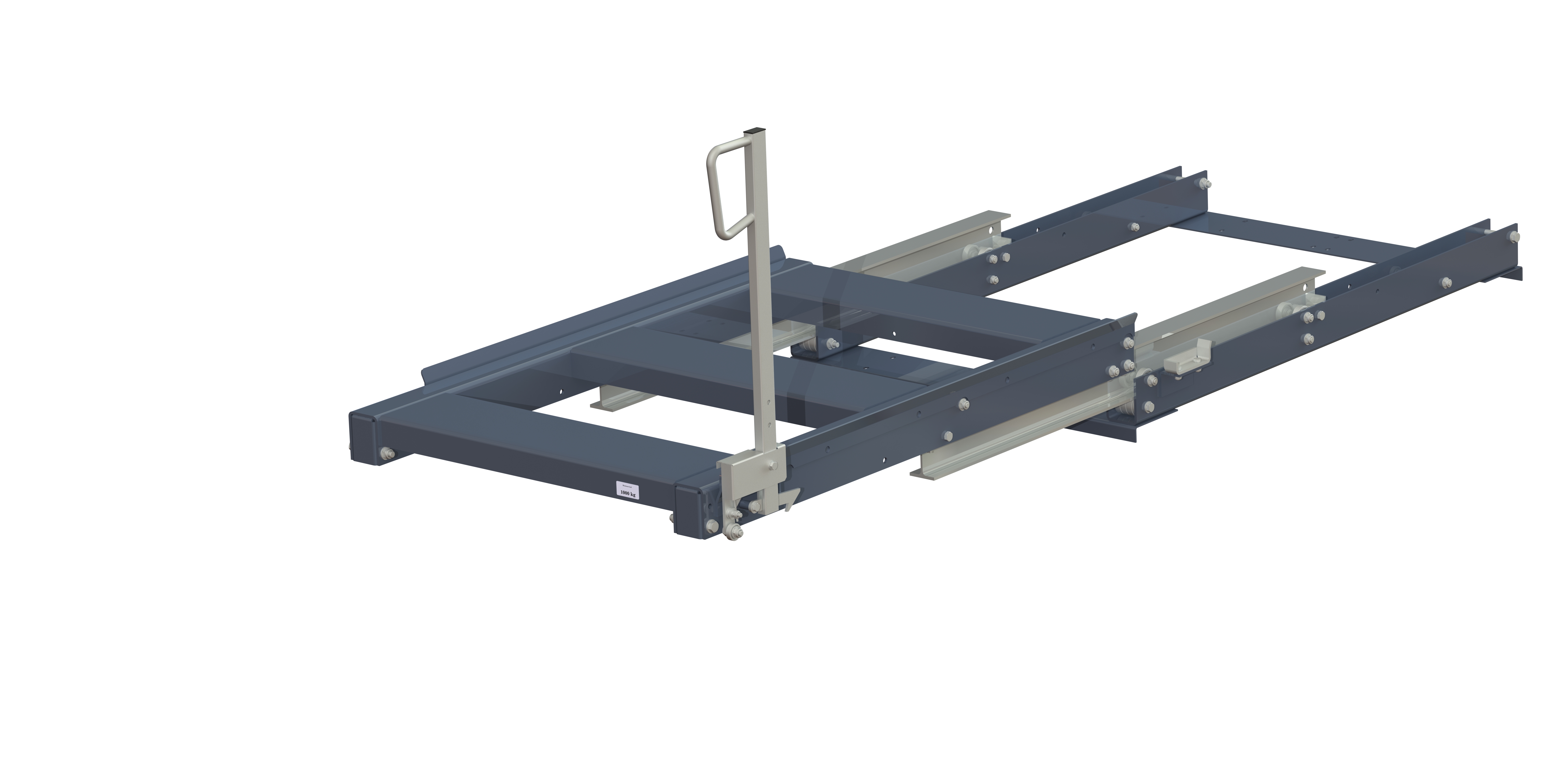 Pull-out unit for pallet rack with 100% extension ,1000 kg load capacity, rear-loaded, short-side handled eur-pallet,  easy action™ handle. H=700 mm