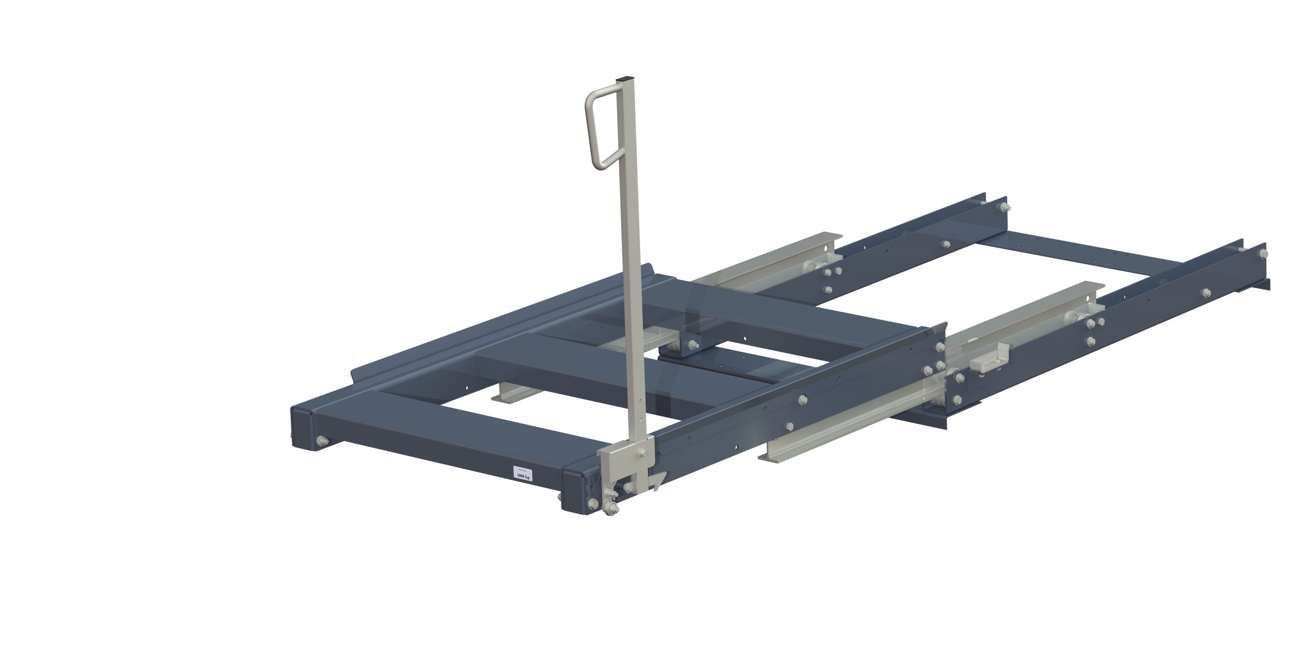 Pull-out unit for pallet rack with 100% extension ,1000 kg load capacity, rear-loaded, short-side handled eur-pallet,  easy action™ handle. H=900 mm