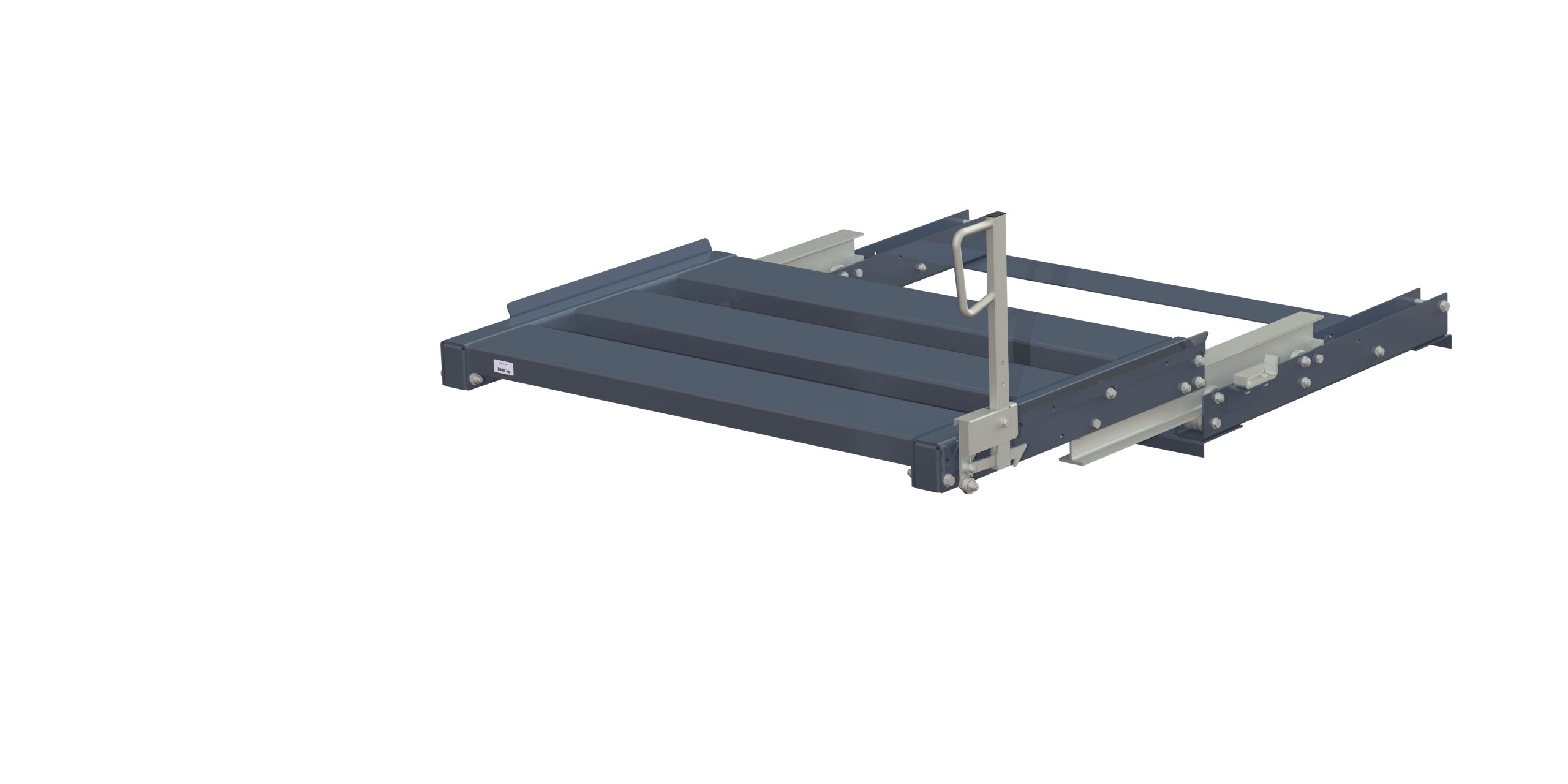 Pull-out unit for pallet rack with 100% extension ,1000 kg load capacity, front-loaded, long-side handled eur-pallet, easy action™ handle. H=500 mm