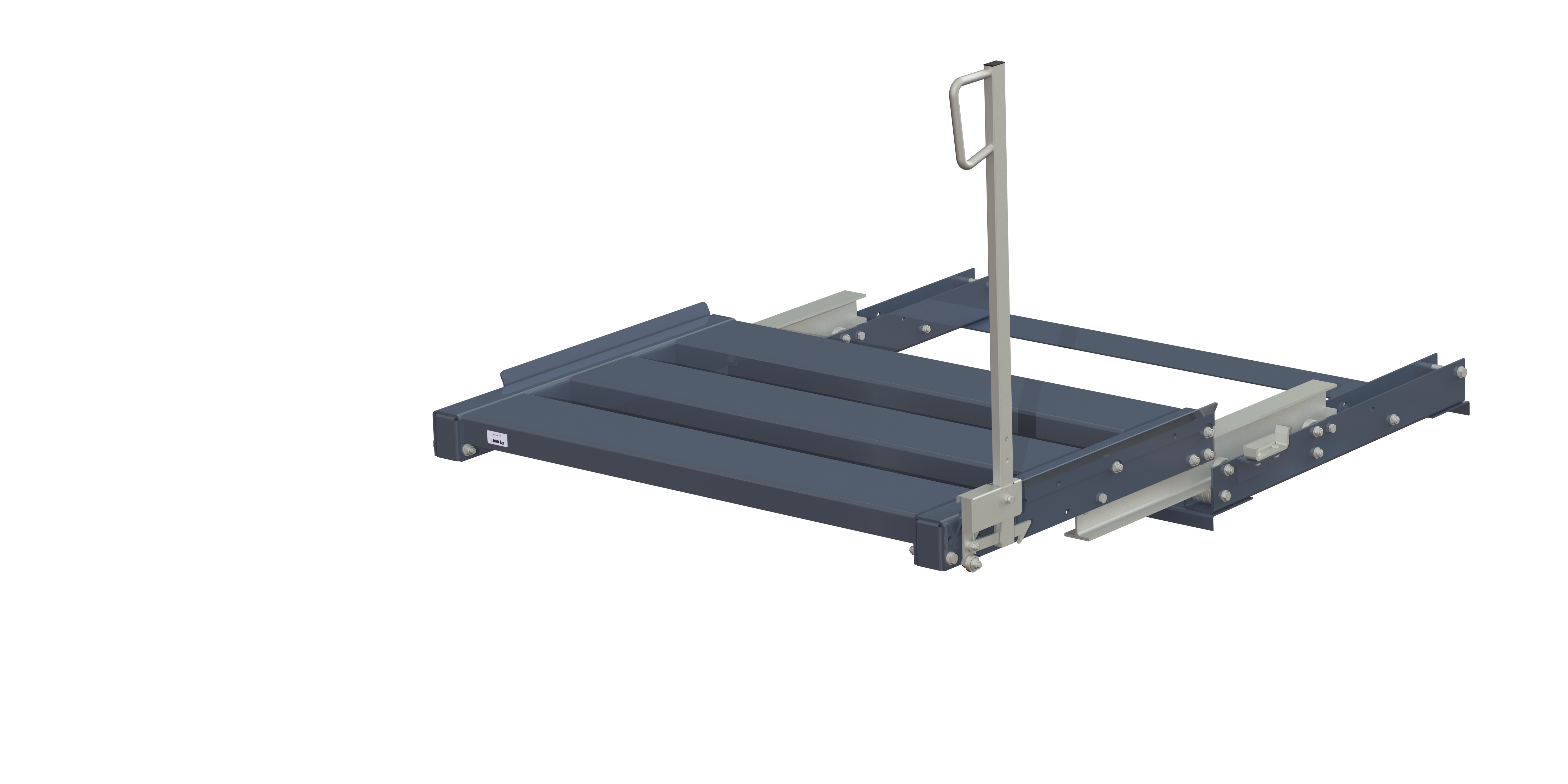 Pull-out unit for pallet rack with 100% extension ,1000 kg load capacity, front-loaded, long-side handled eur-pallet, easy action™ handle. H=900 mm