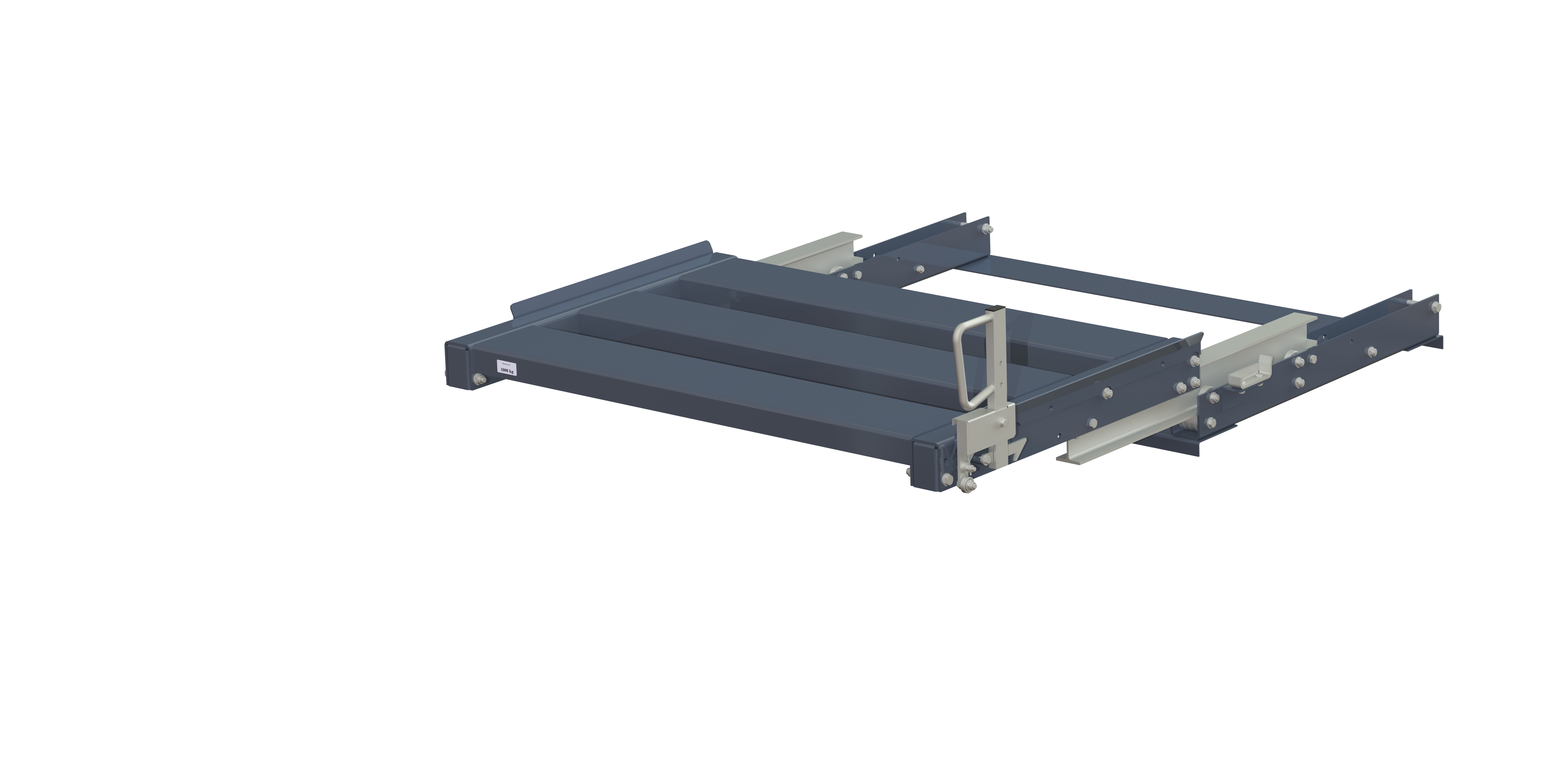 Pull-out unit for pallet rack with 100% extension ,1000 kg load capacity, rear-loaded, long-side handled eur-pallet, easy action™ handle. H=330 mm
