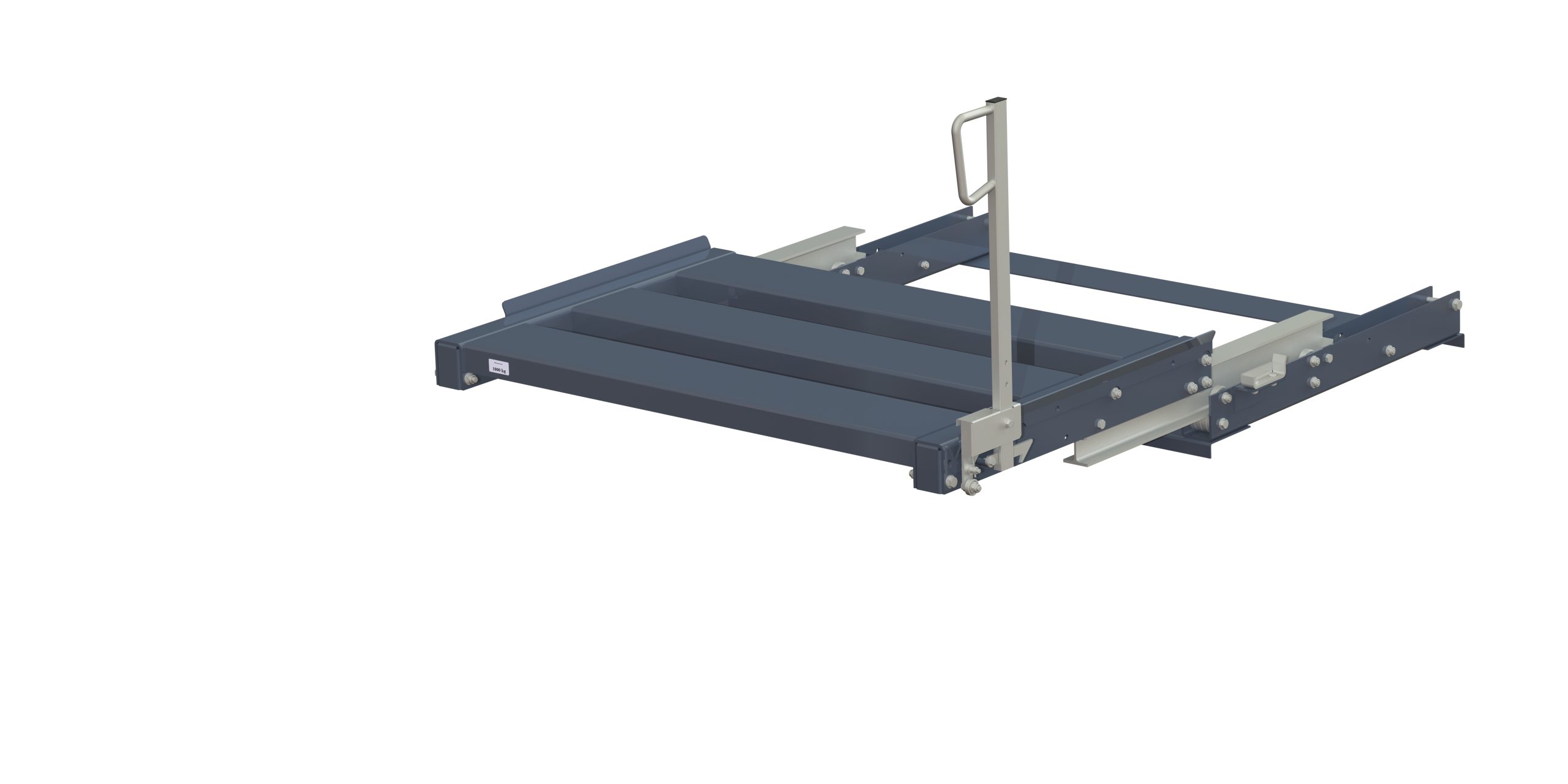 Pull-out unit for pallet rack with 100% extension ,1000 kg load capacity, rear-loaded, long-side handled eur-pallet, easy action™ handle. H=700 mm