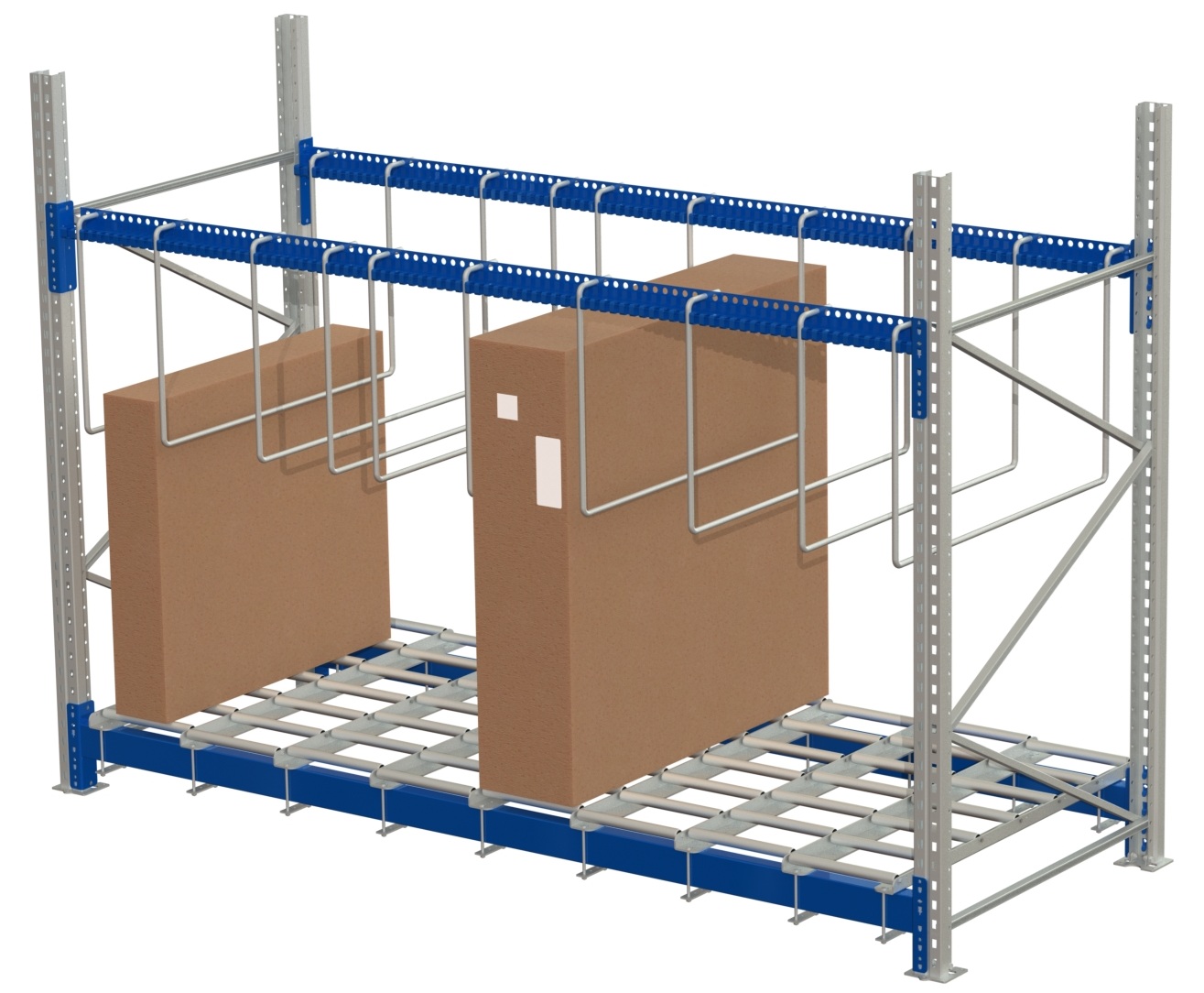 Vale start section – vertical storage rack with roller tracks