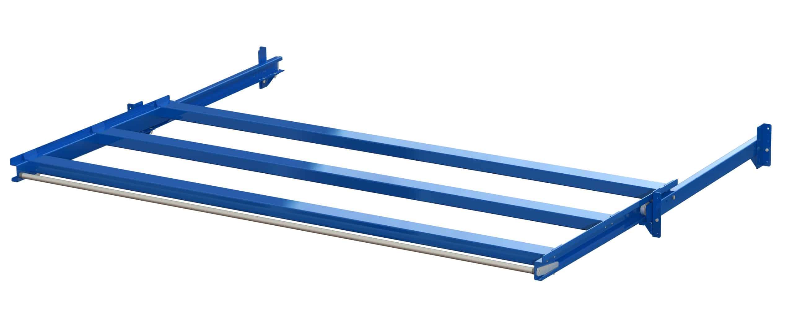 Wide upright-mounted pull-out unit, 600 kg, 70% extension, 2700 x 1200 mm, for long goods Wide upright-mounted pull-out unit, 600 kg, 70% extension, 2700 x 1200 mm, for long goods