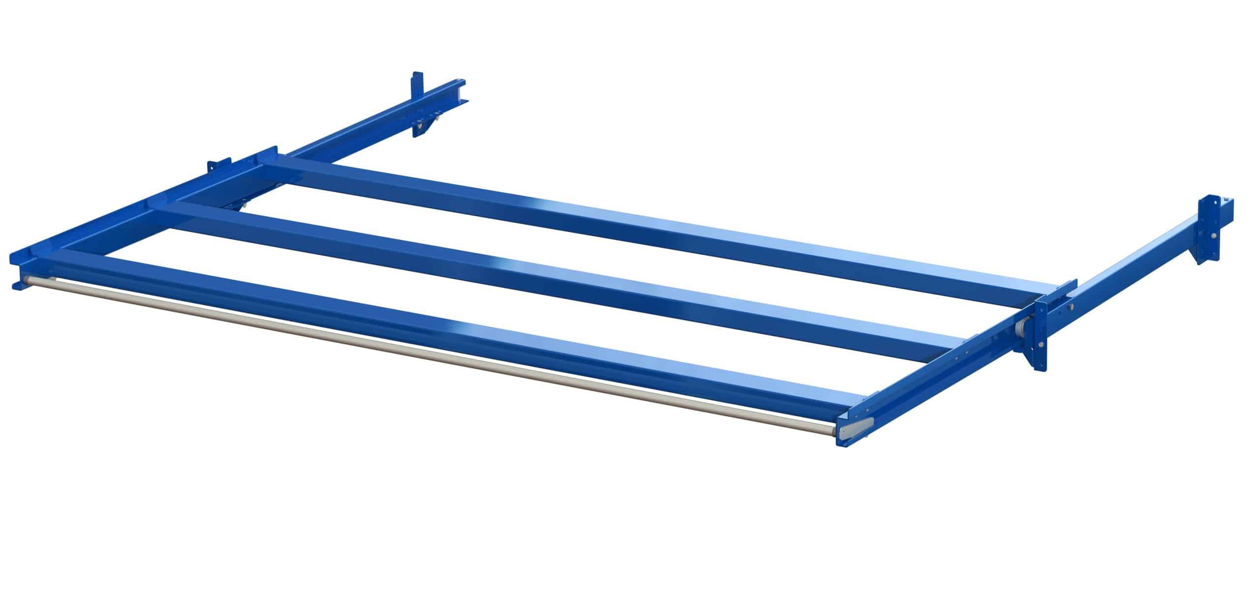 Wide upright-mounted pull-out unit, 600 kg, 70% extension, 2750 x 1300 mm, for long goods Wide upright-mounted pull-out unit, 600 kg, 70% extension, 2750 x 1300 mm, for long goods